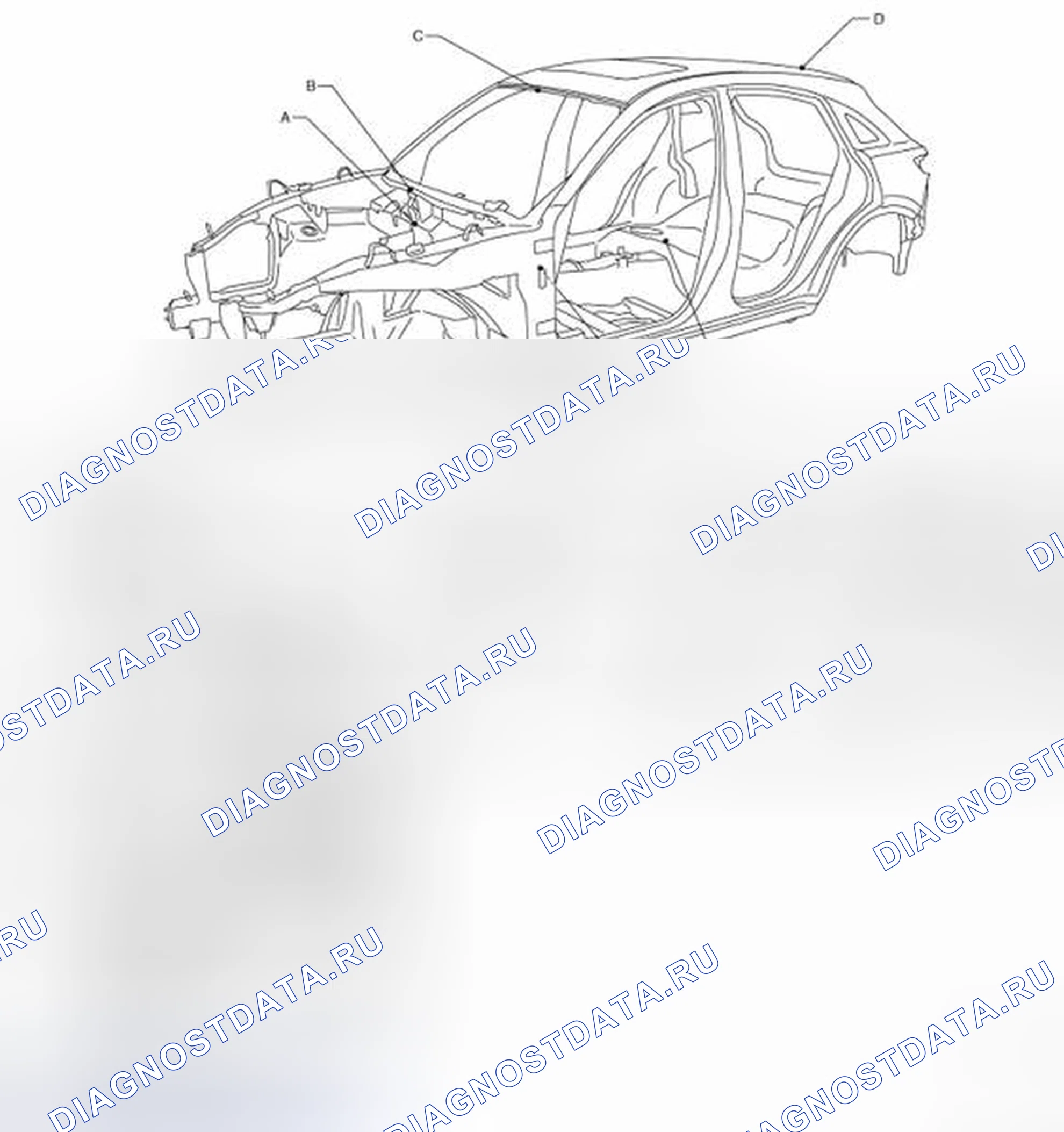 Рис. 271: Метки центра тела. Infiniti FX37 II рестайлинг