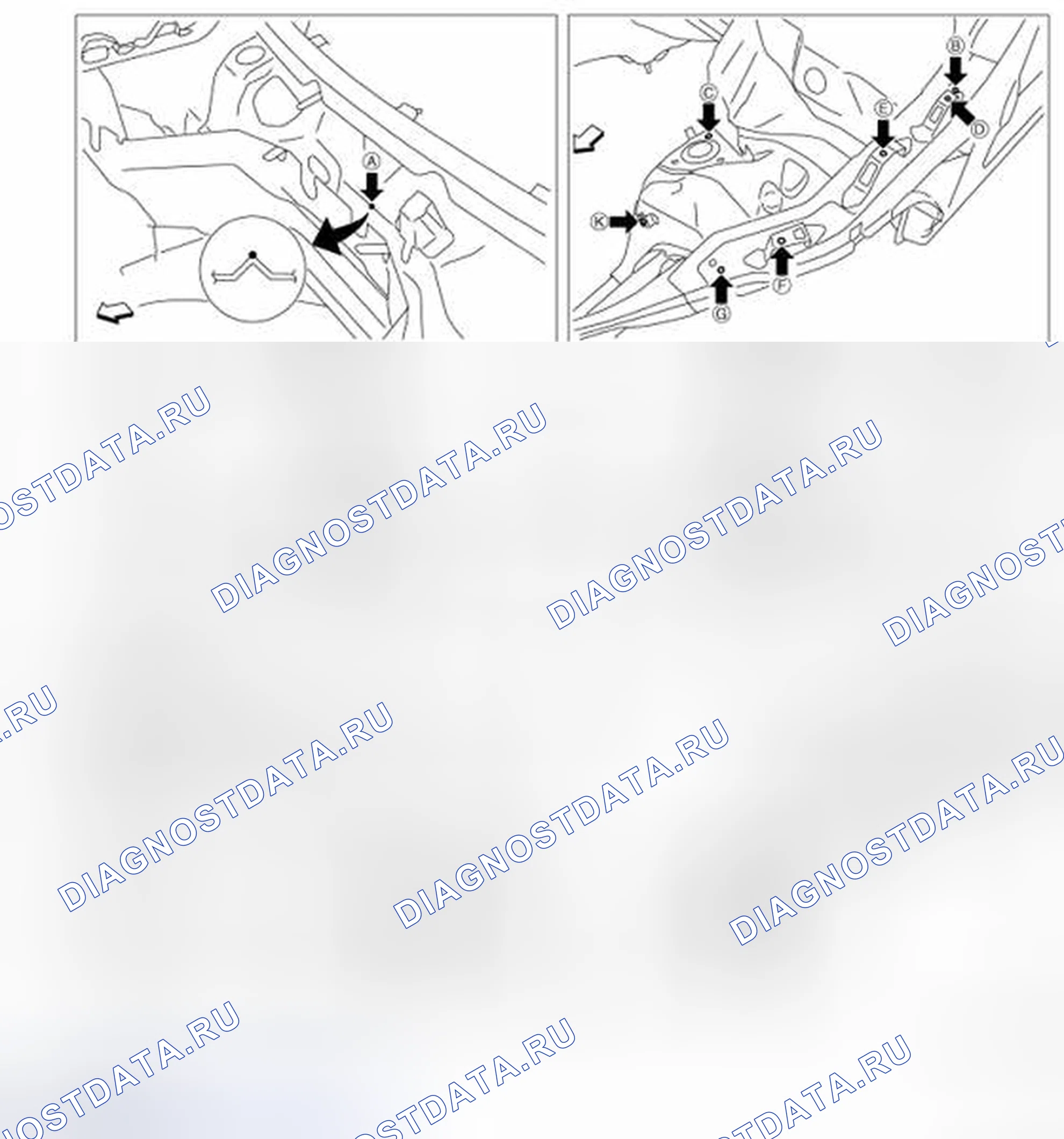 Рис. 269: ТОЧКИ ИЗМЕРЕНИЯ. Infiniti EX37 I