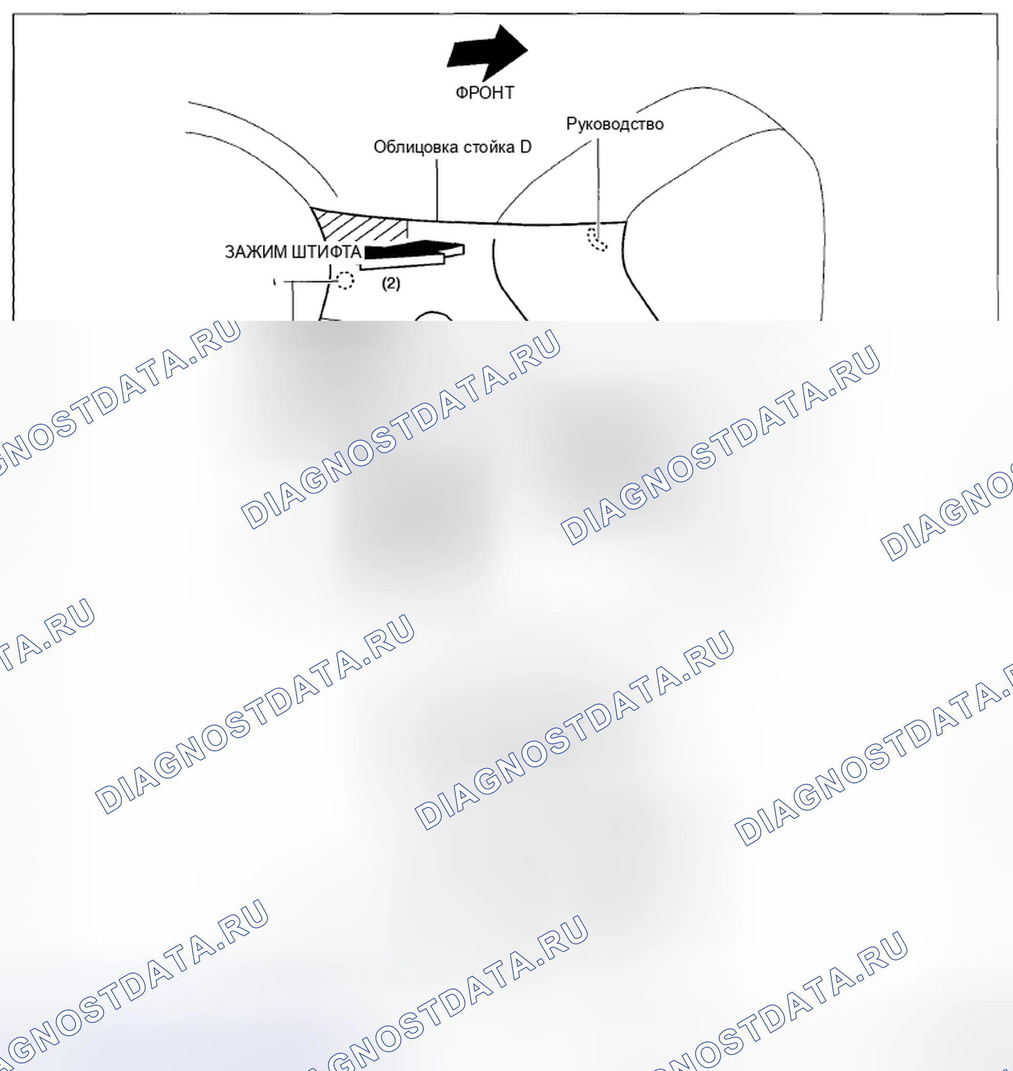 Рис. 126: ДЕМОНТАЖ / МОНТАЖ облицовки D-ОБРАЗНОЙ КОЛОННЫ. Mazda CX-5 I