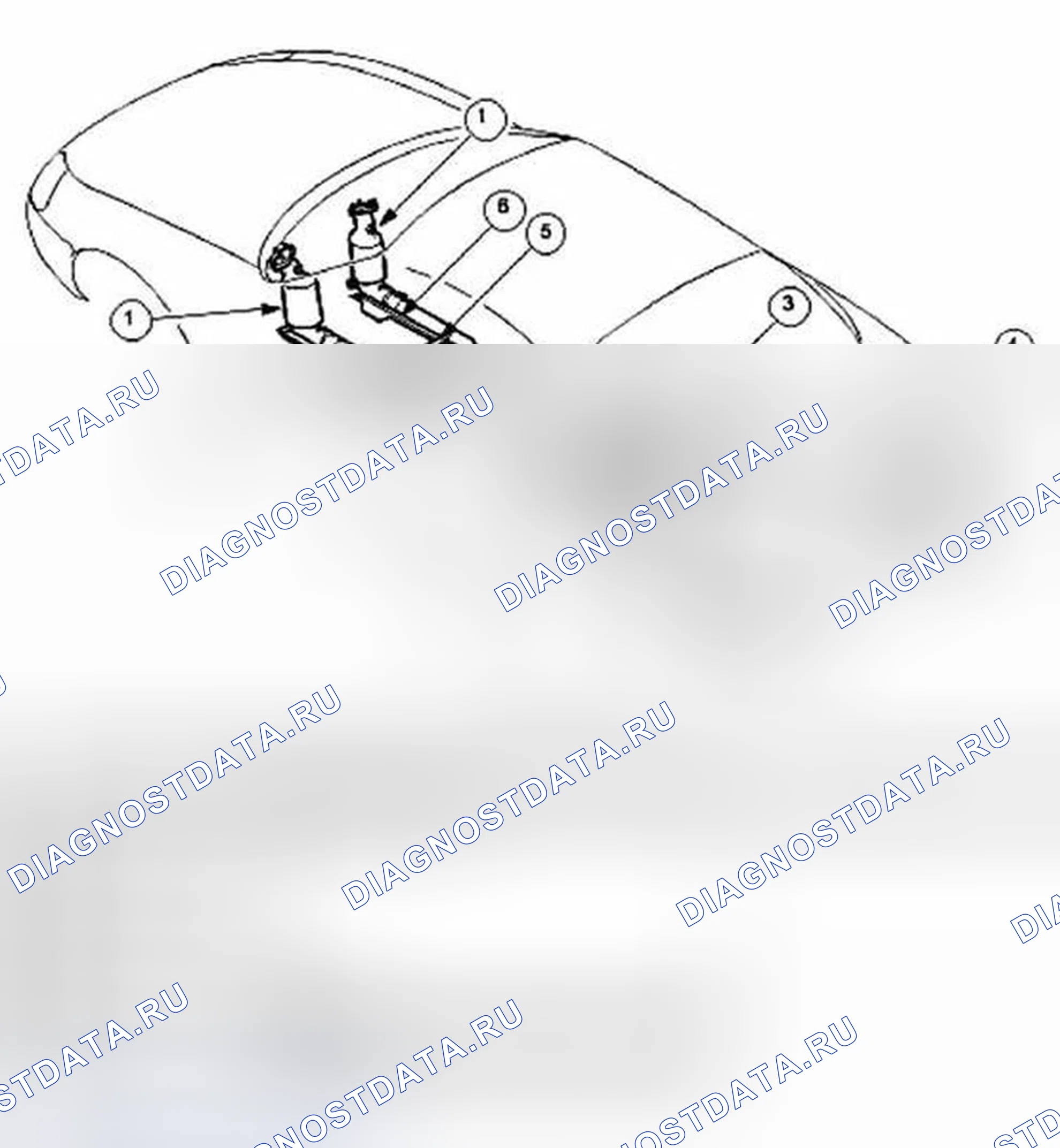 Рис. 1: Идентификация компонентов выхлопных газов. Jaguar XKR I