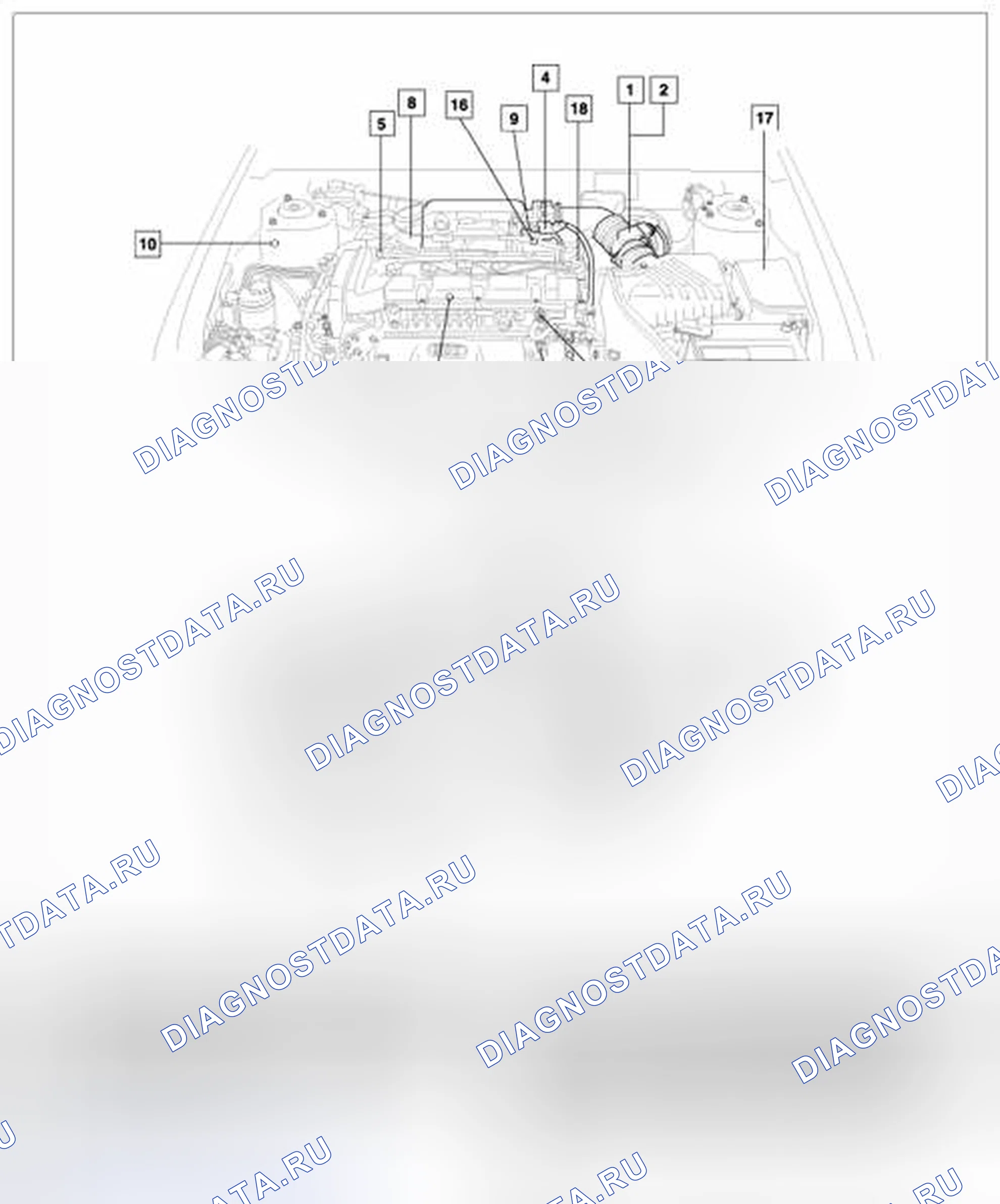 Рис. 32: РАСПОЛОЖЕНИЕ КОМПОНЕНТОВ. Kia Spectra I рестайлинг 2