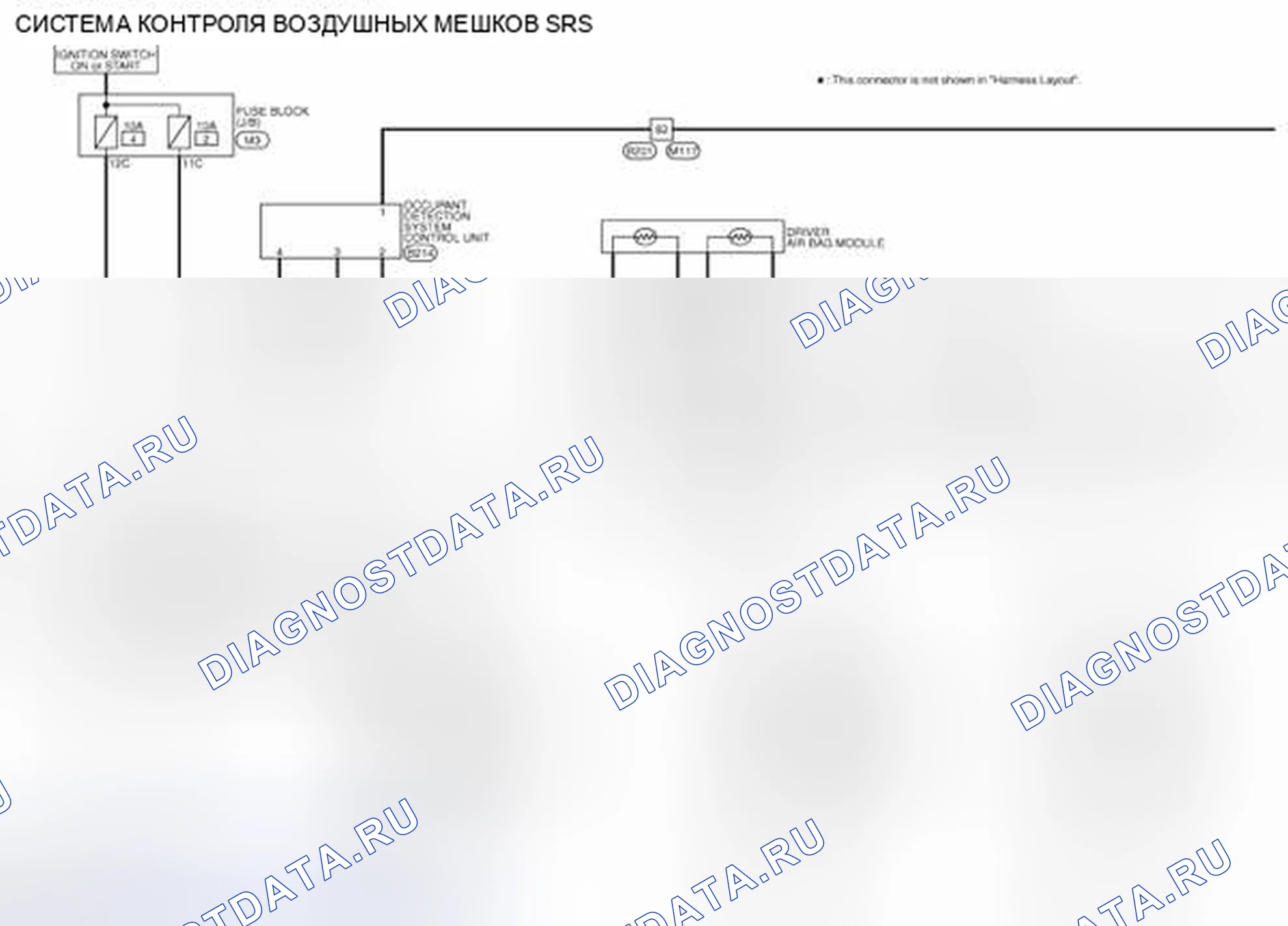 Рис. 5: электросхема - СИСТЕМА УПРАВЛЕНИЯ ПОДУШКОЙ БЕЗОПАСНОСТИ SRS. Infiniti FX37 II рестайлинг