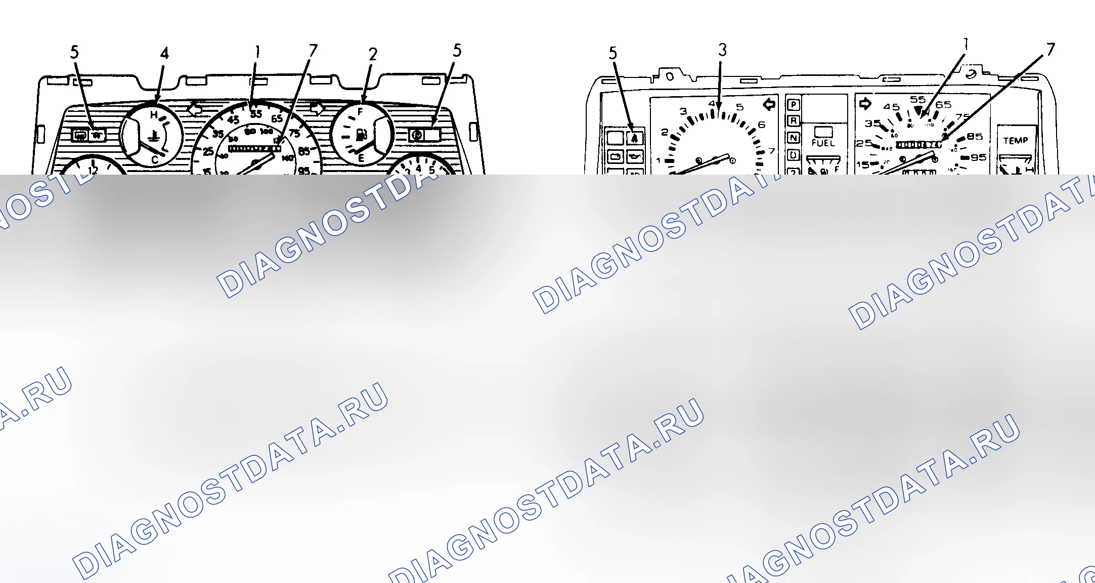 Рис. 1: СЕРВИСНЫЙ ИНДИКАТОР И ПРЕДУПРЕЖДАЮЩИЕ ОГНИ. Nissan Pathfinder I