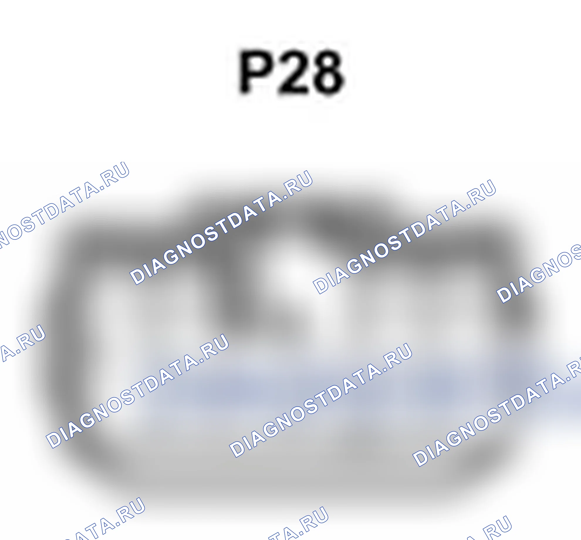 Рис. 410: Вид с торца разъема узла усилителя стереокомпонентов (P28). Lexus IS F I