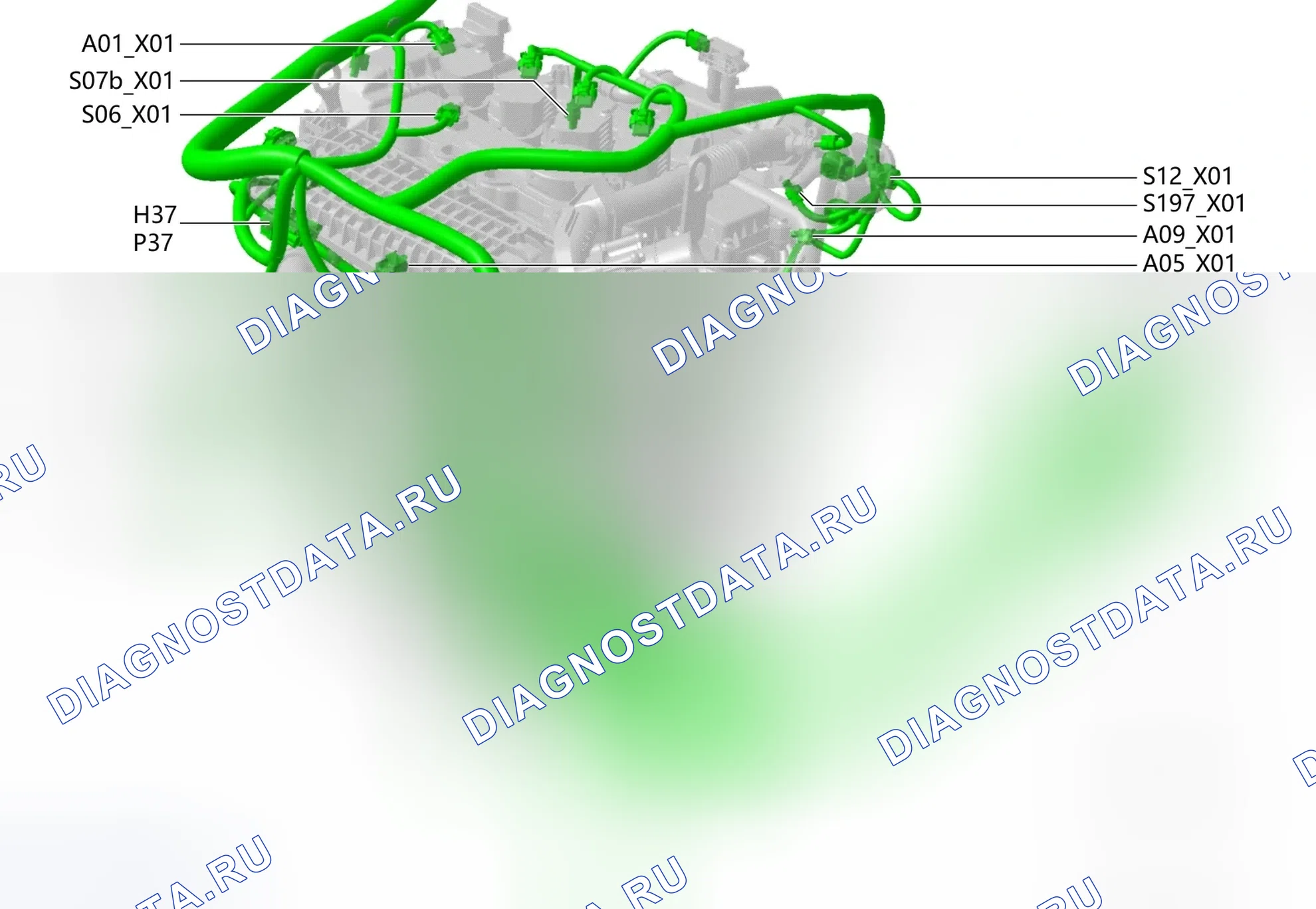 Расположение проводки: Жгут проводов двигателя 1-B07 (схема жгута). Haval Xiaolong Max I