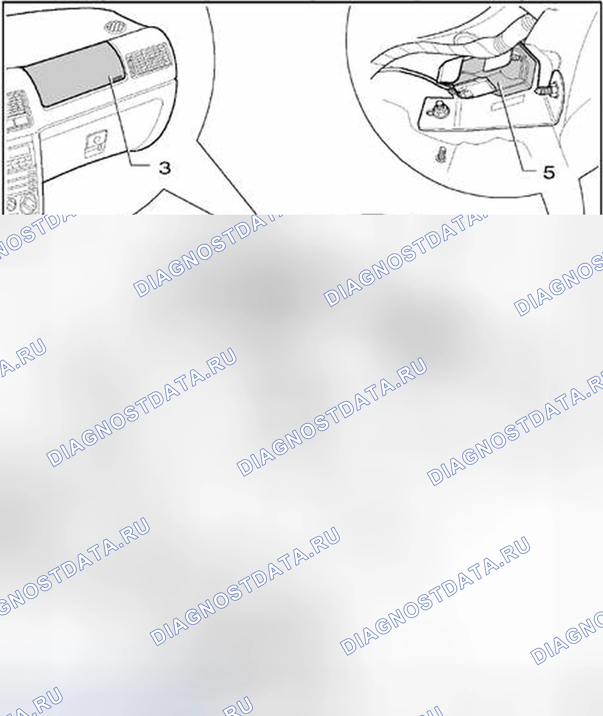 Рис. 42: Расположение компонентов системы подушек безопасности (гольф). Volkswagen Golf Mk4