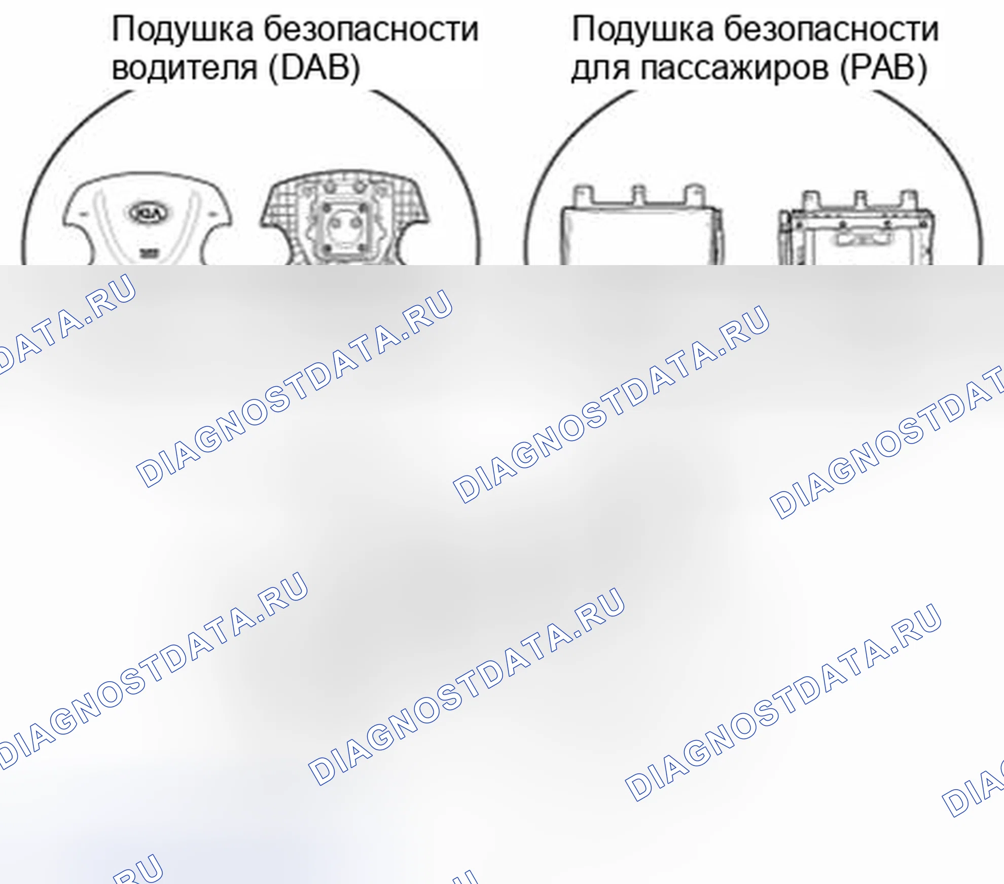 Рис. 21: Подушка безопасности водителя (DAB) / подушка безопасности пассажира (PAB). Kia Sedona II рестайлинг