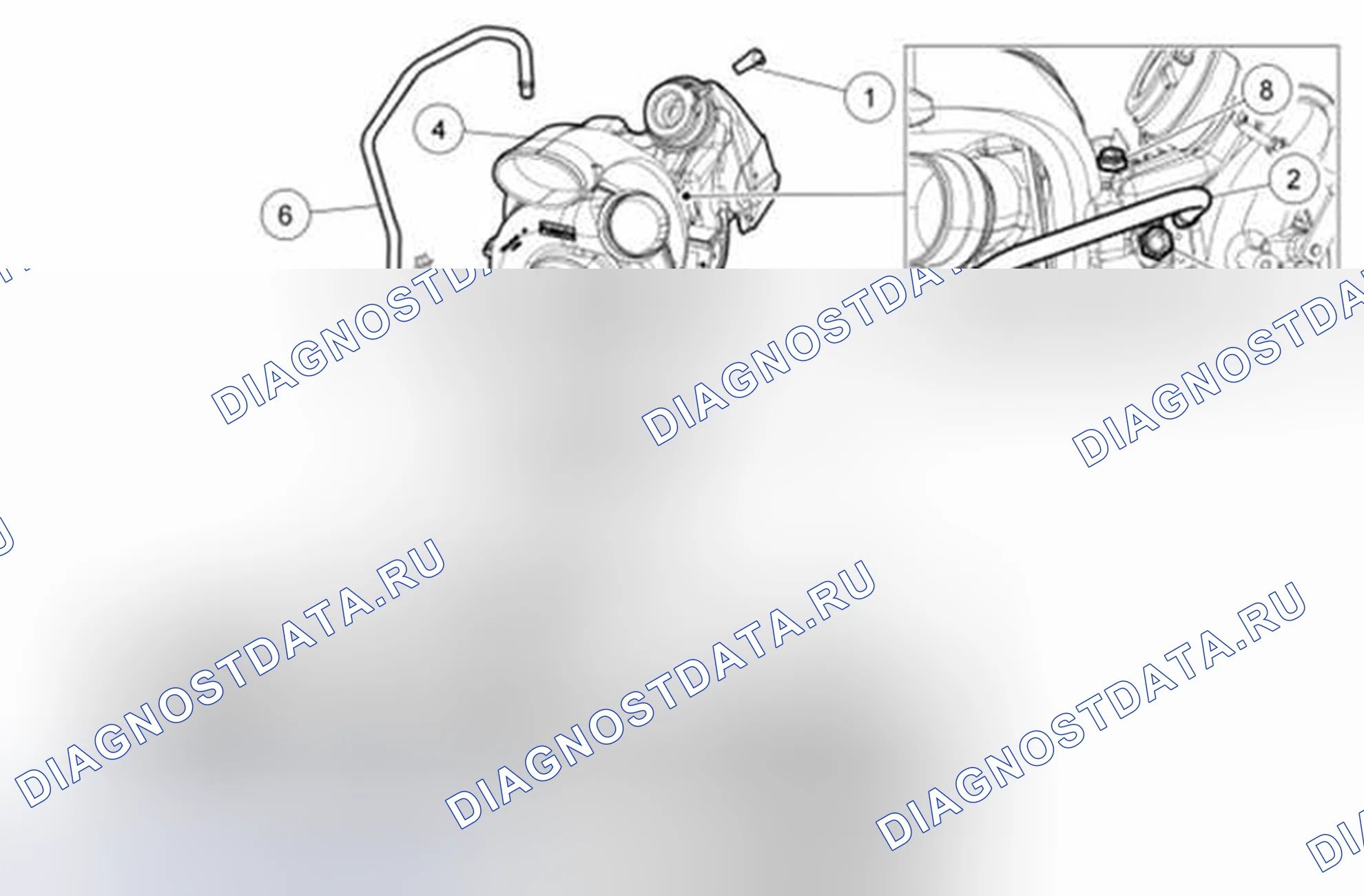 Рис. 20: Турбокомпрессор в сборе. Ford Pickup F250 Super Duty II