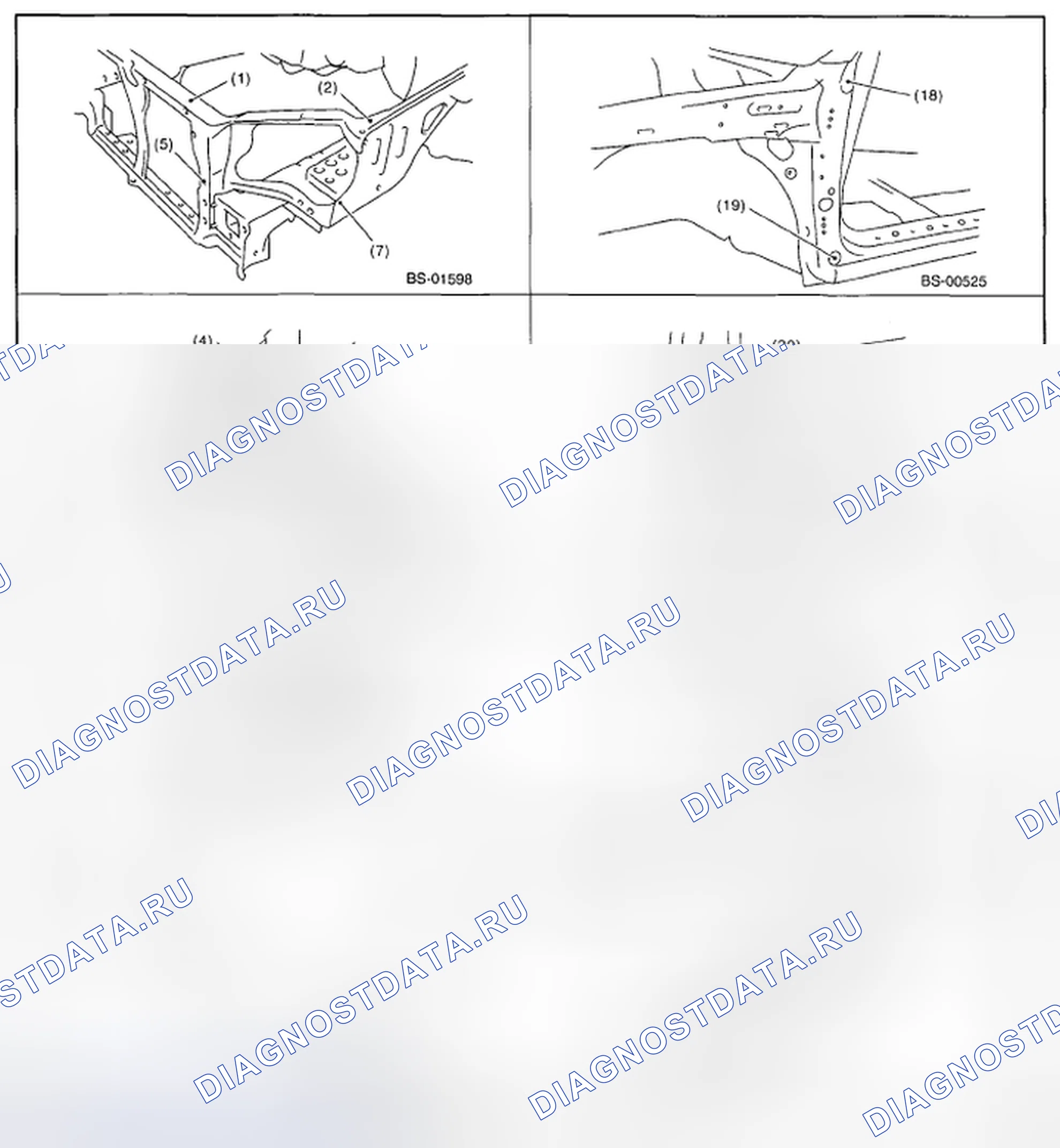 Рис. 45: Определение опорных точек (1 из 3). Subaru Impreza WRX GD/GG рестайлинг 2