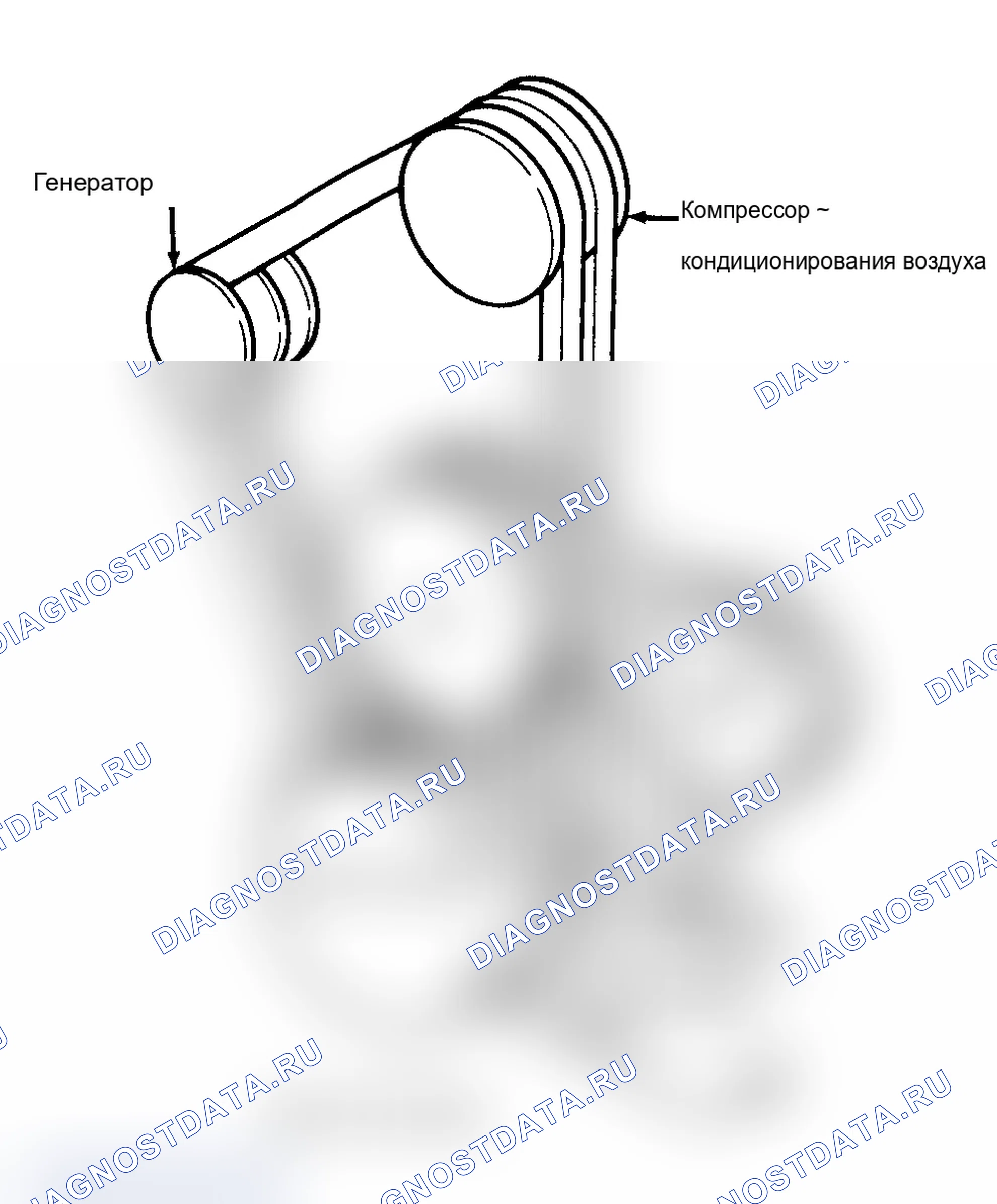 Рис. 5: РАЗВОДКА ПРИВОДНОГО РЕМНЯ (5.9L БЕНЗИН). Dodge Grand Caravan II