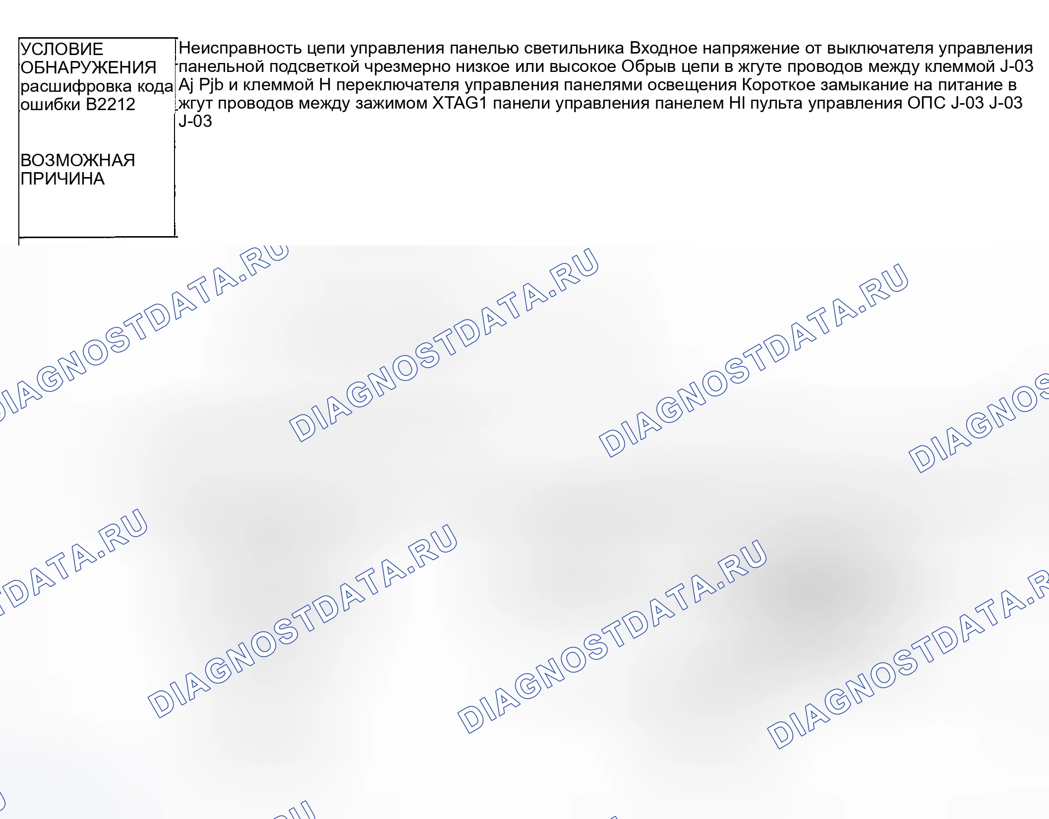 Рис. 89: расшифровка кода ошибки B2212: НЕИСПРАВНОСТЬ ЦЕПИ УПРАВЛЕНИЯ ОСВЕЩЕНИЕМ ПАНЕЛИ. Honda CR-V III рестайлинг