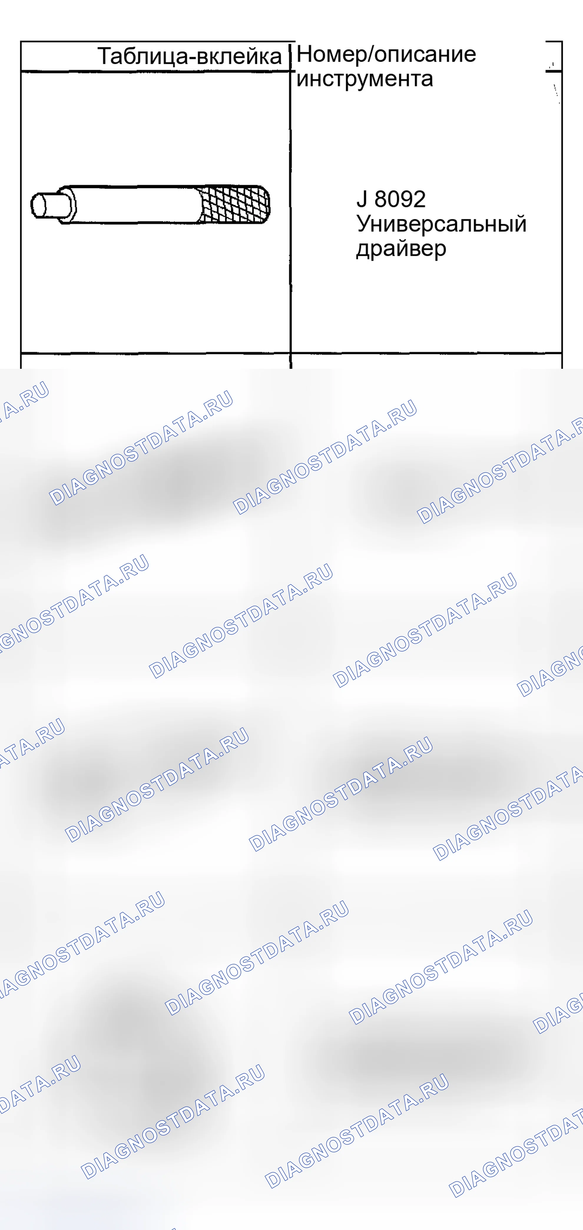 Рис. 2: СПЕЦИАЛЬНЫЕ ИНСТРУМЕНТЫ. GMC Savana H2500 