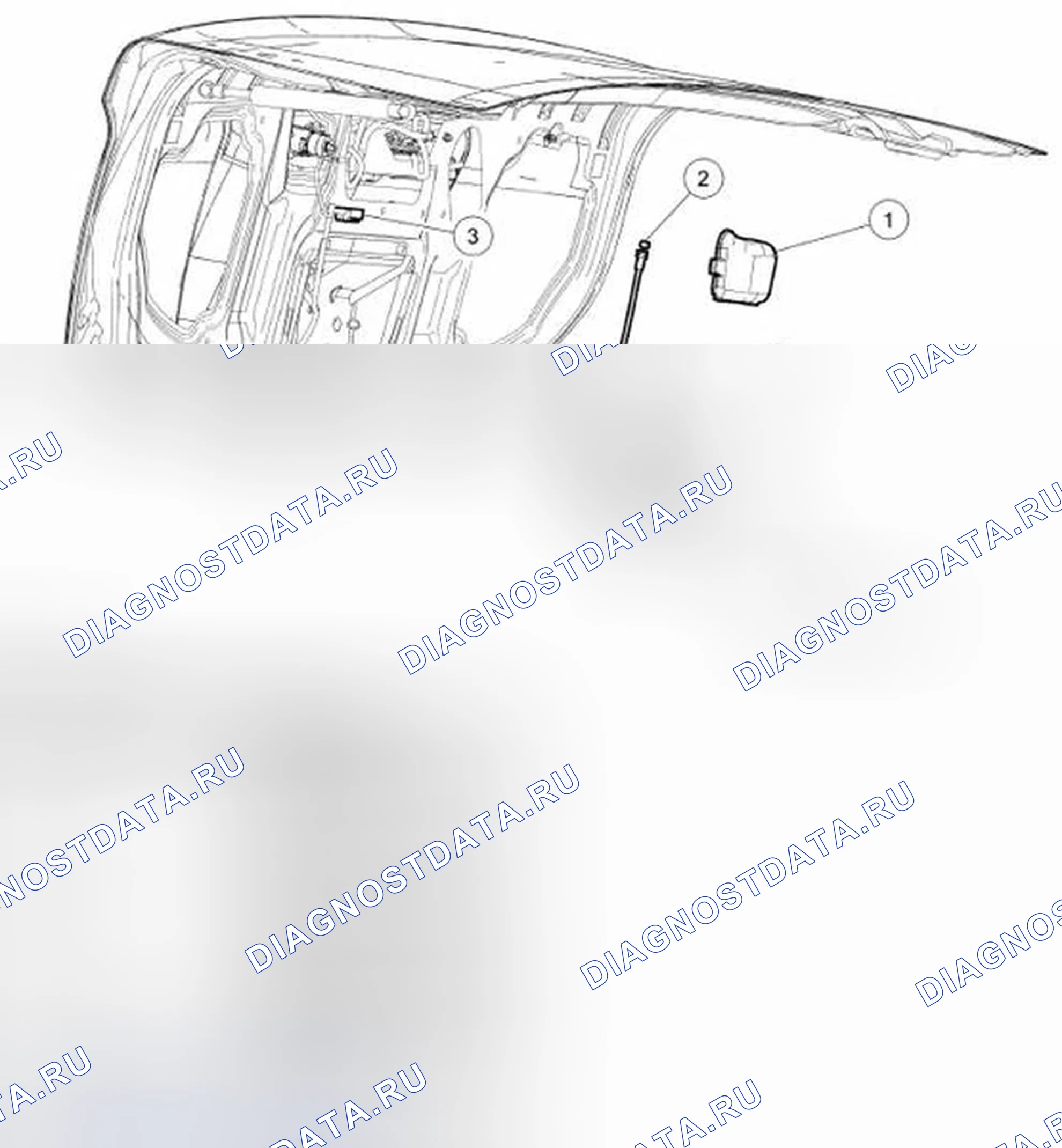 Рис. 42: Защелка крышки багажного отделения. Ford Focus II