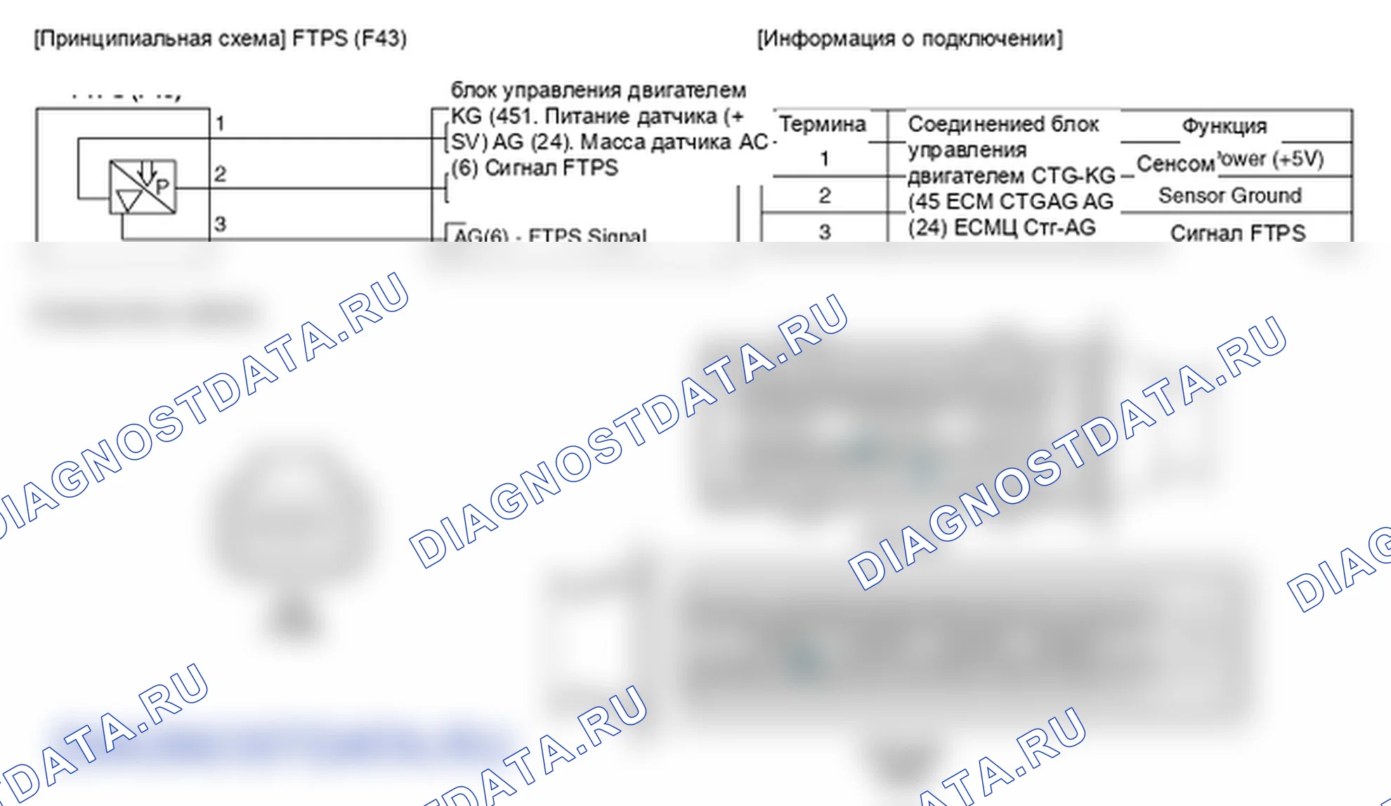 Фрагмент электросхемы: Датчик давления топливного бака (FTPS). Hyundai Genesis(Bh)-U.S. I