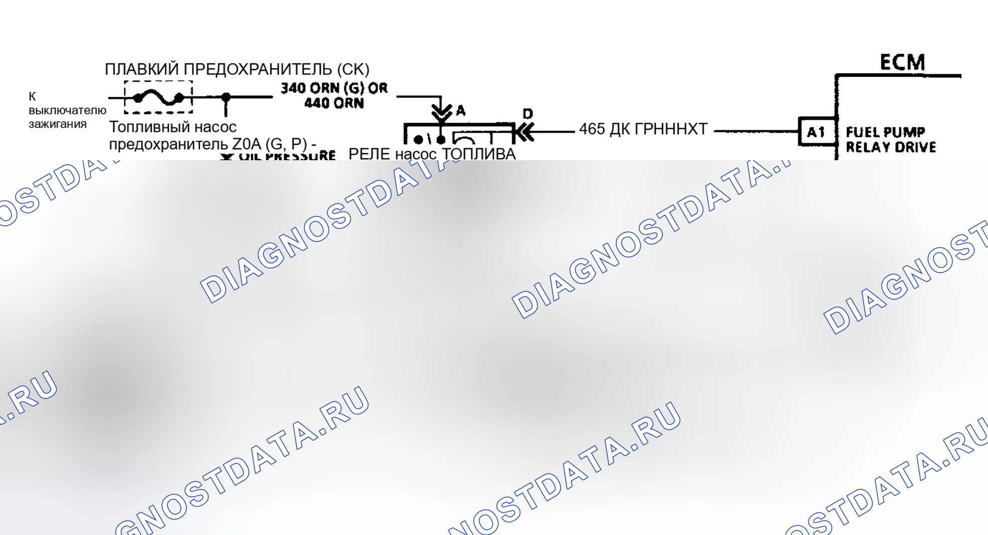 Рис. 244: КОД 54, СХЕМА ТОПЛИВНОГО НАСОСА. GMC Pickup C1500 