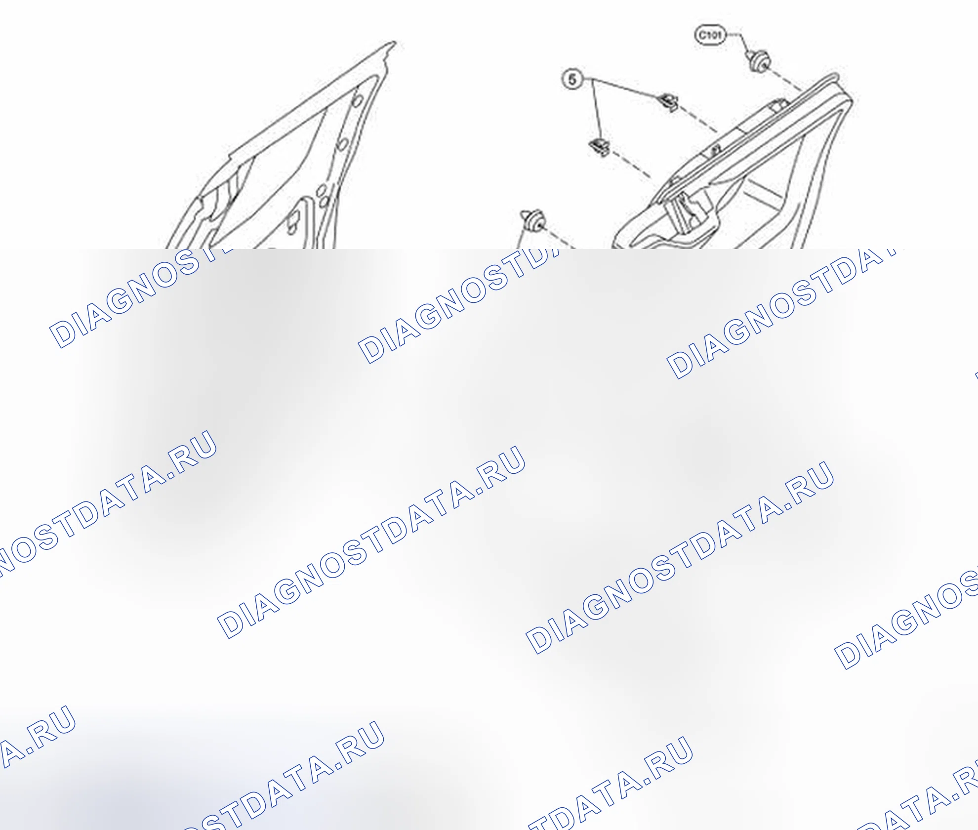 Рис. 16: Идентификация задней двери - компоненты кабины короля. Nissan Frontier D40