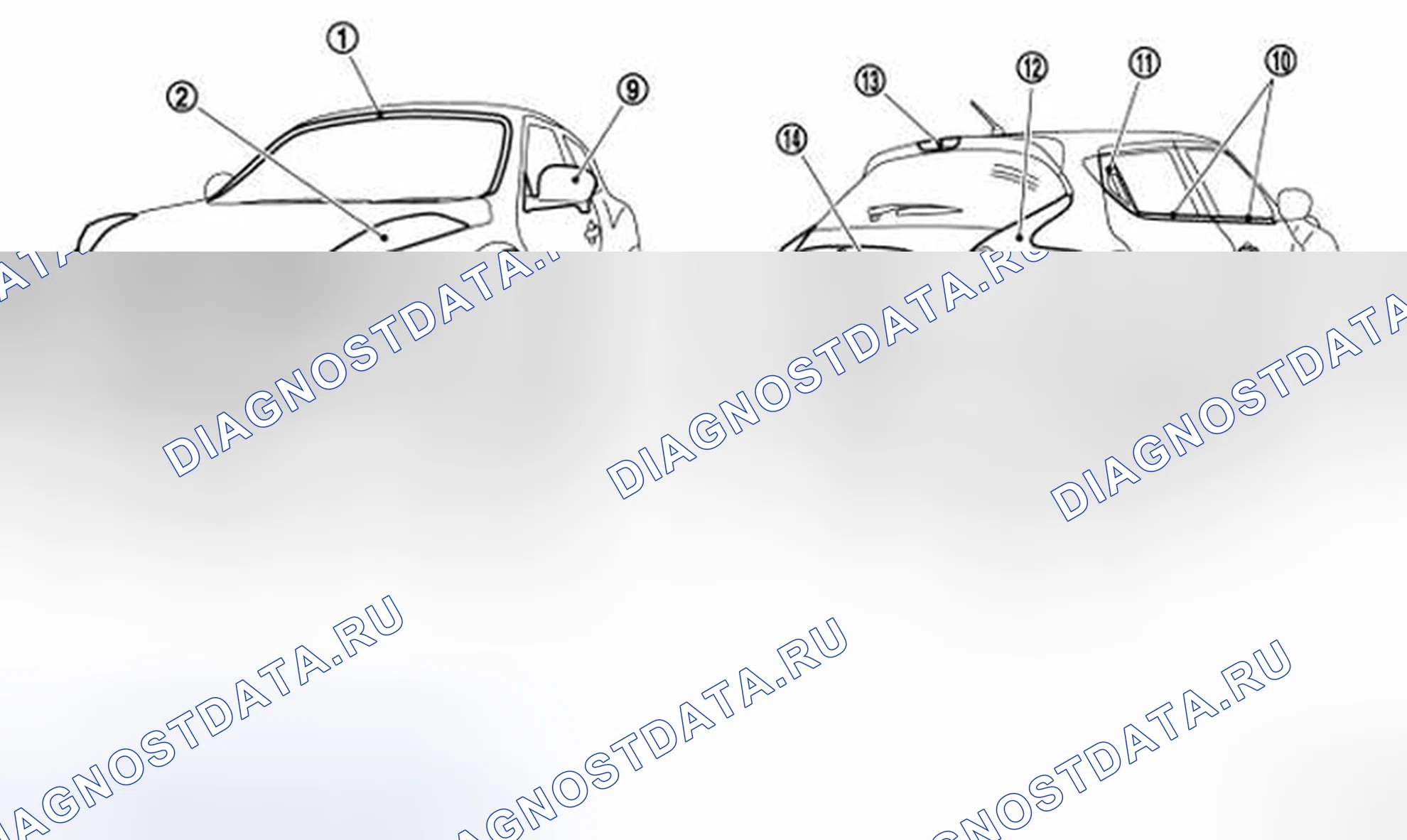 Рис. 221: Расположение пластмассовых деталей. BMW 4 серия F32/F33 рестайлинг