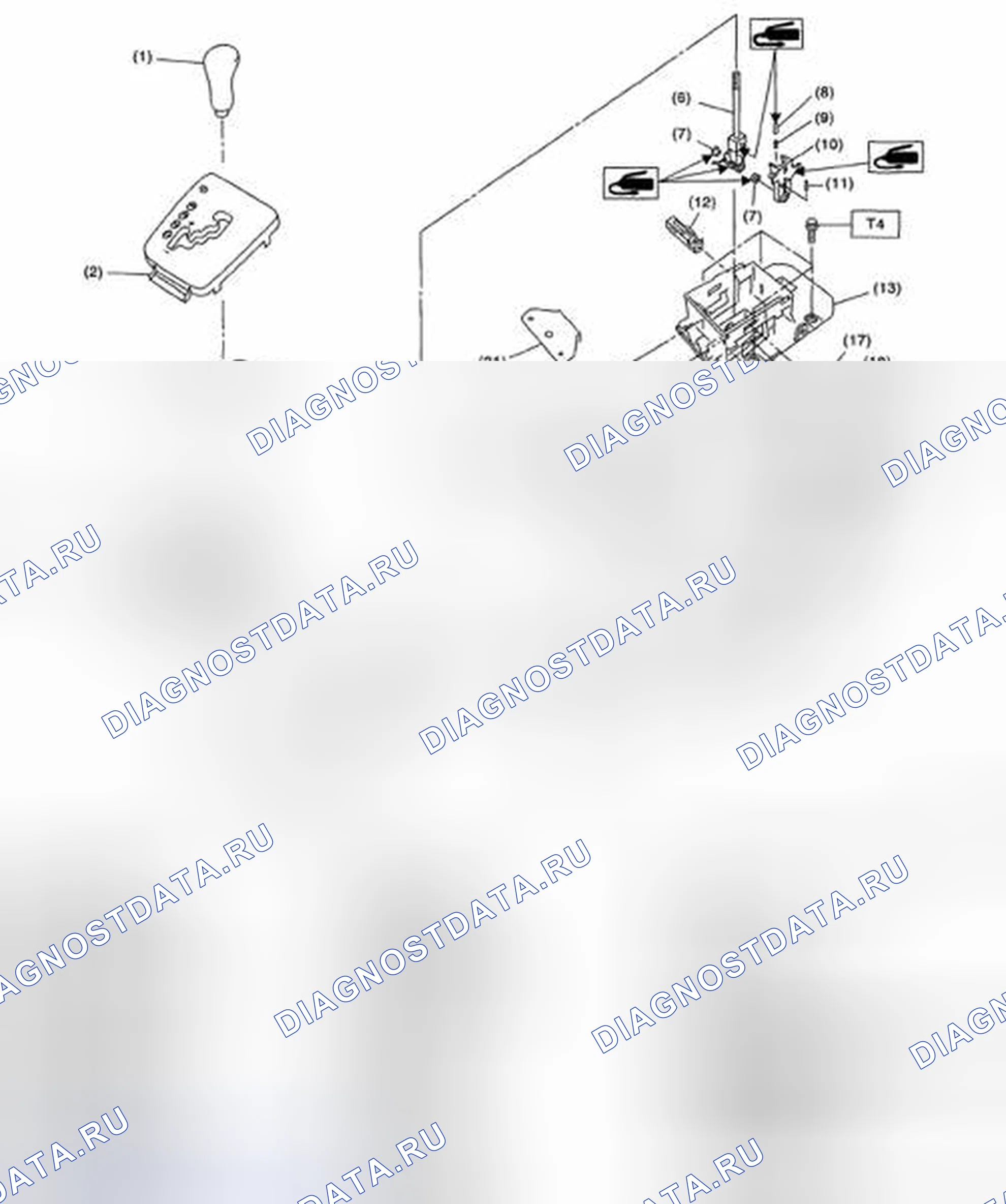 Рис. 418: РЫЧАГ ВЫБОРА. Subaru Impreza WRX GH