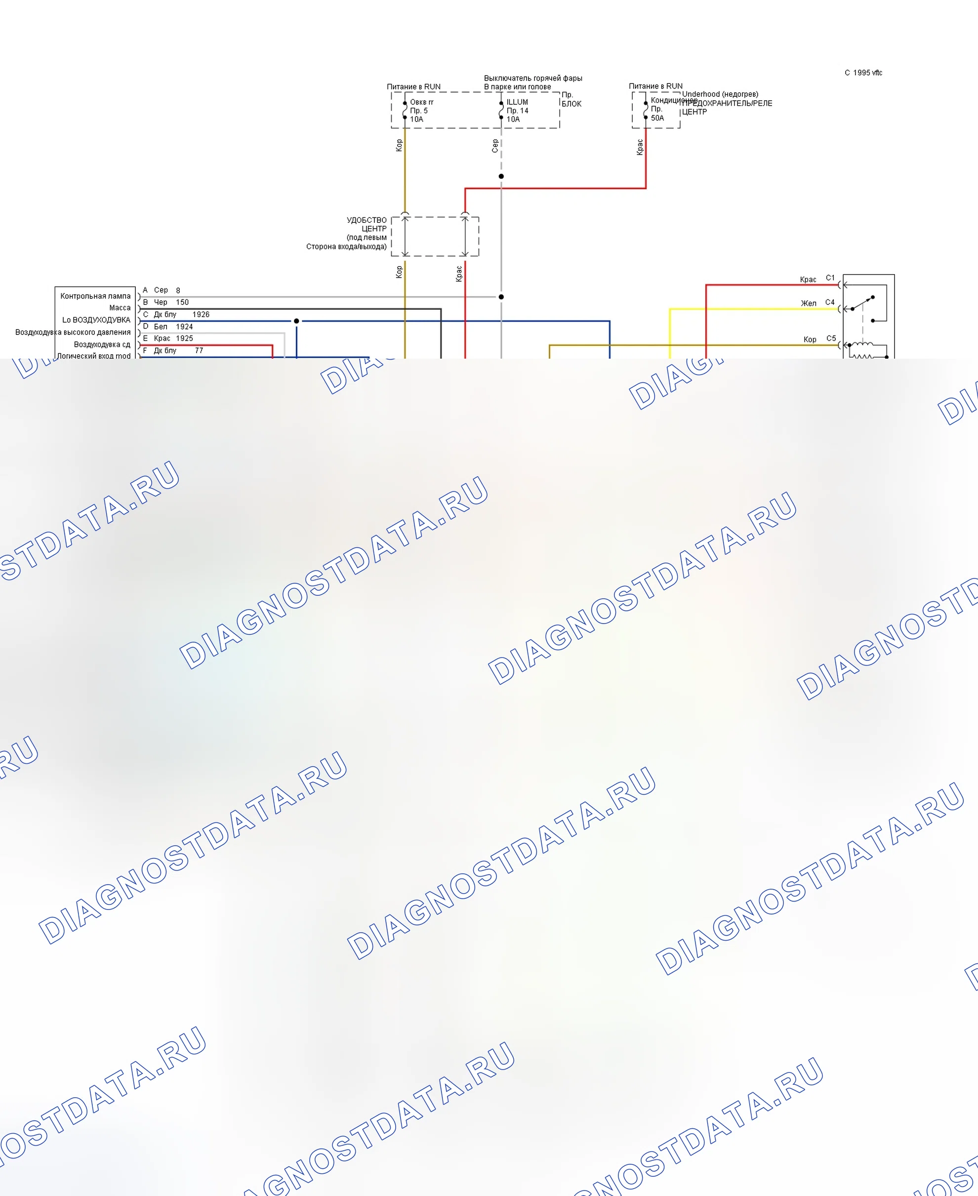 Рис. 2: Схема подключения вспомогательной системы A / C-нагревателя. Chevrolet Suburban C2500 