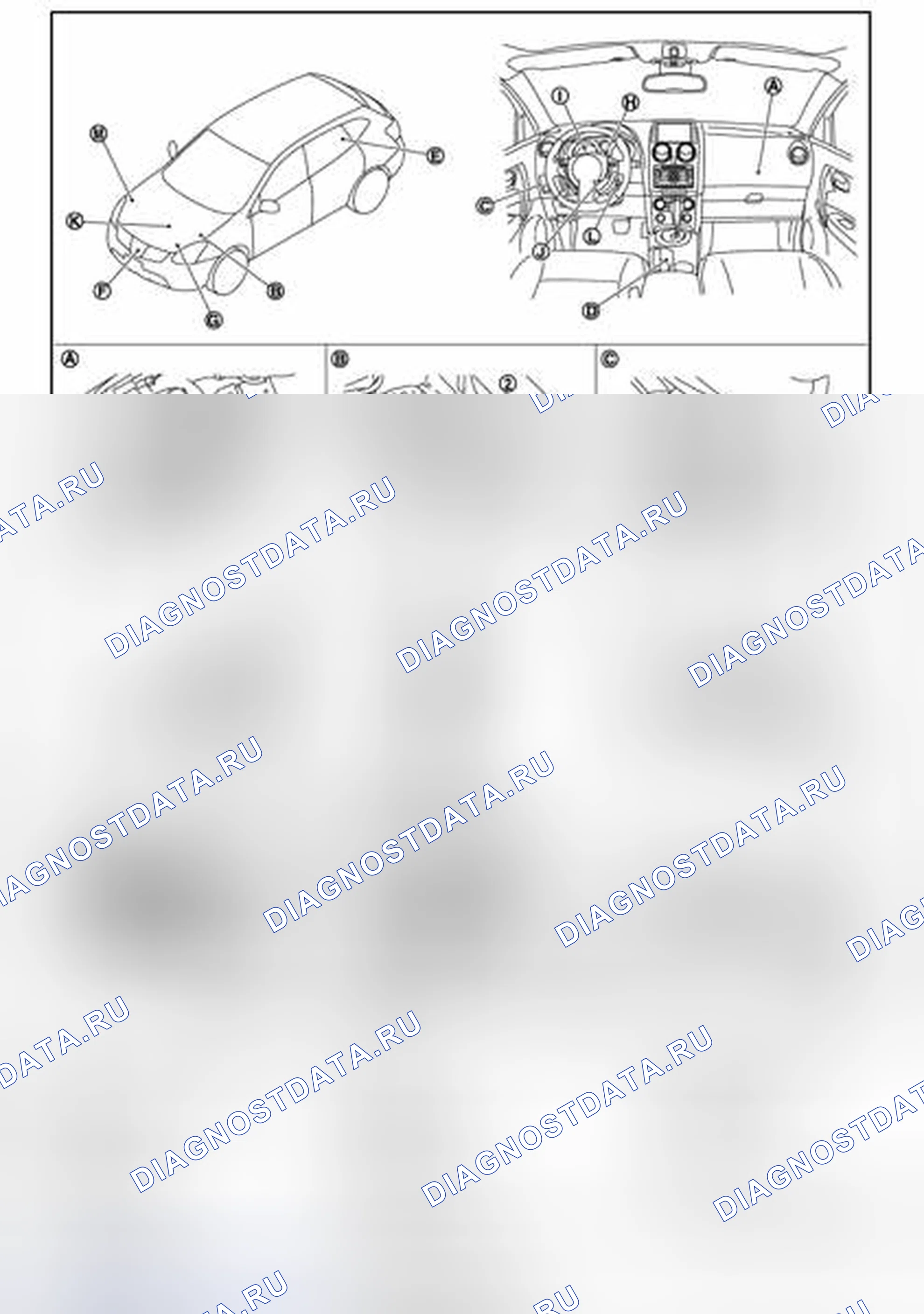 Рис. 58: Расположение компонентов. Nissan Rogue I рестайлинг