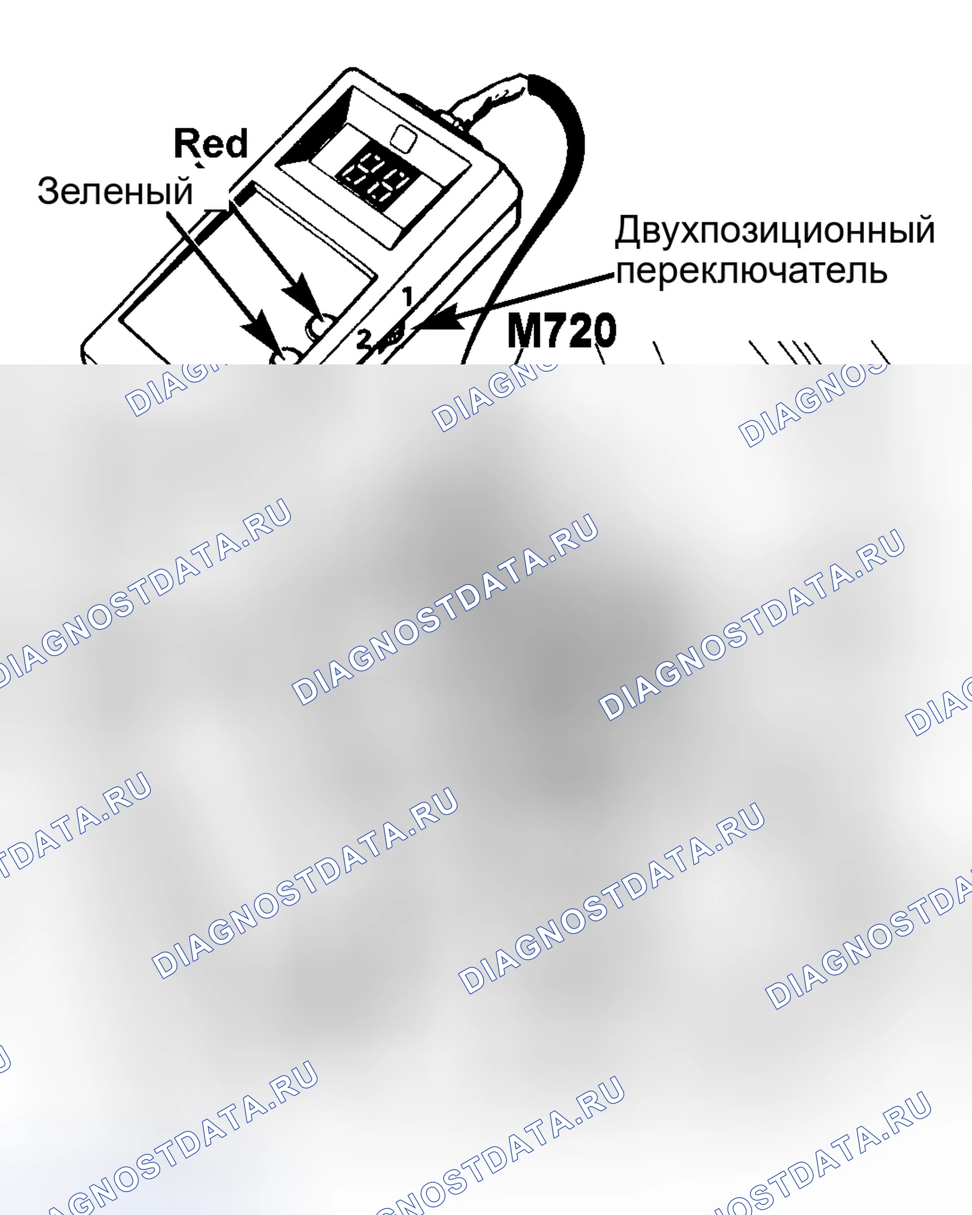 Рис. 6: Подключение TAD 99 к разъему M720 (2-контактный зеленый разъем). Peugeot 405 I