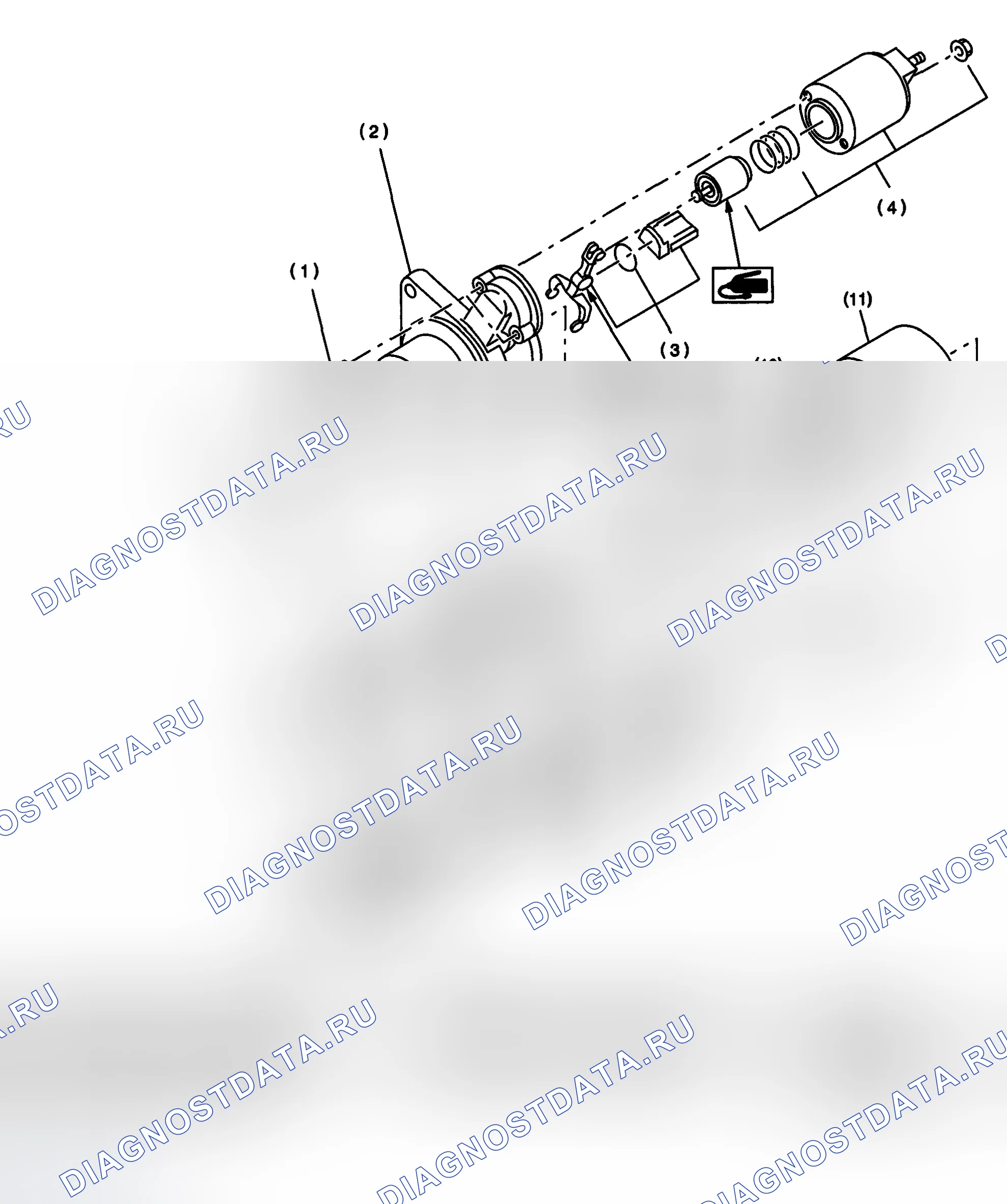 Рис. 19: Разнесенный вид стартера. Subaru Outback BH