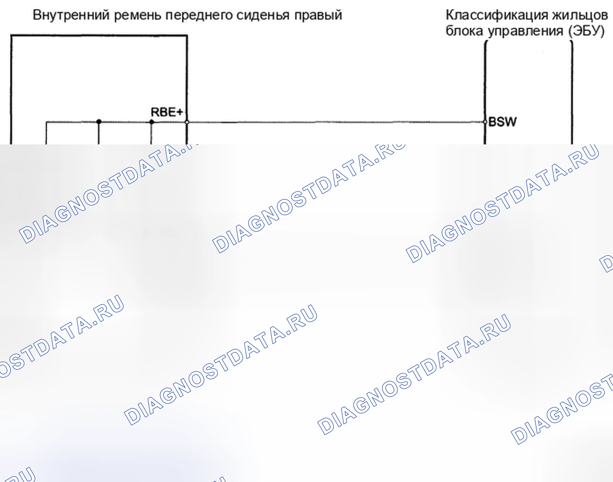 Рис. 93: Схема электропроводки переключателя пряжки со стороны пассажира. Toyota RAV4 III