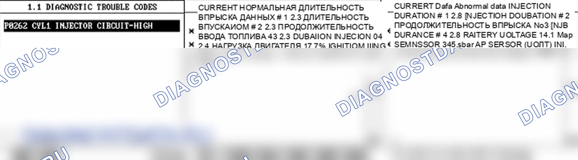 P0262: Цилиндр 1 инжекторная схема высокого входа. Hyundai Accent LC