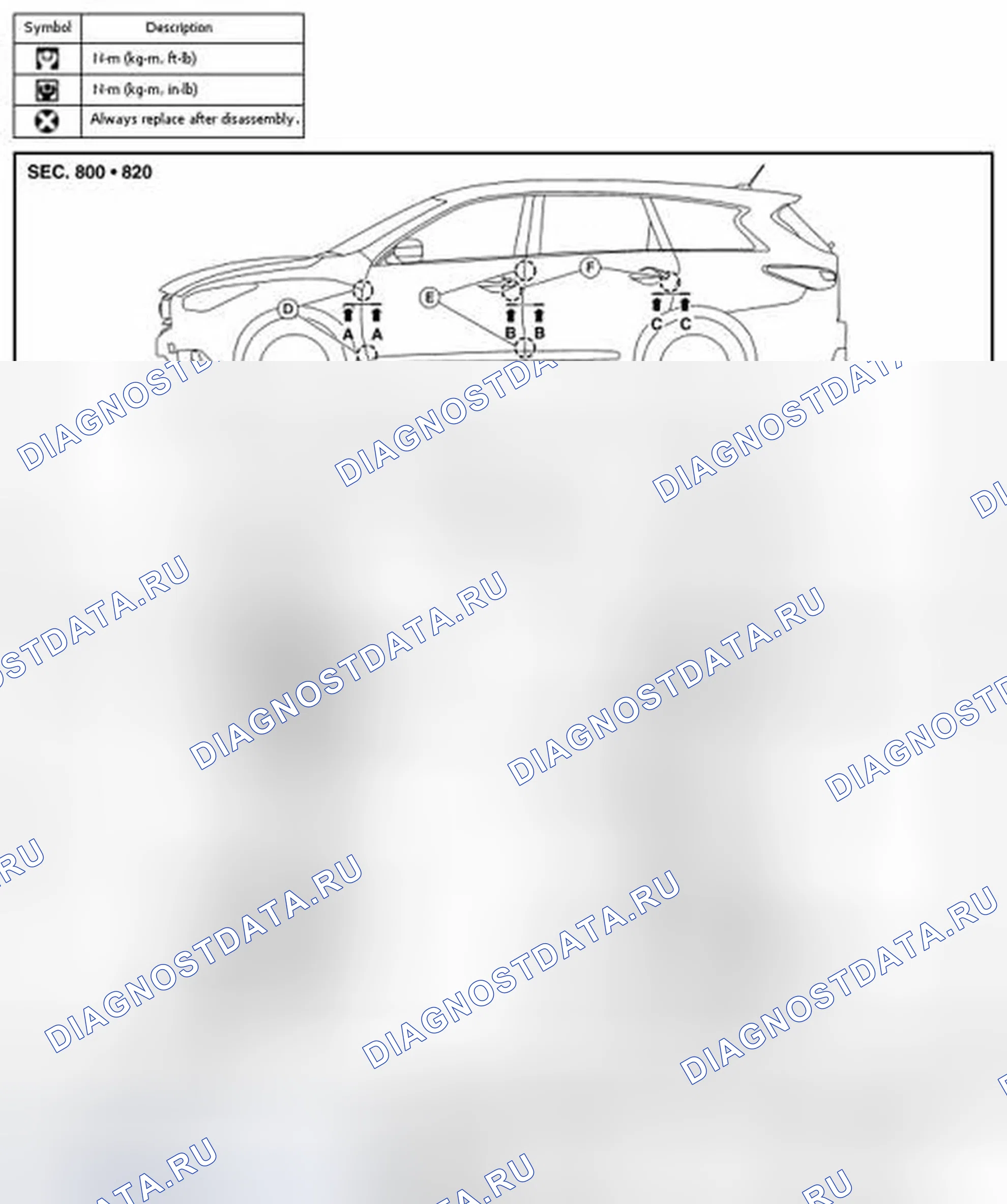 Рис. 47: ДВЕРЬ В СБОРЕ: Регулировка. Infiniti QX60 I