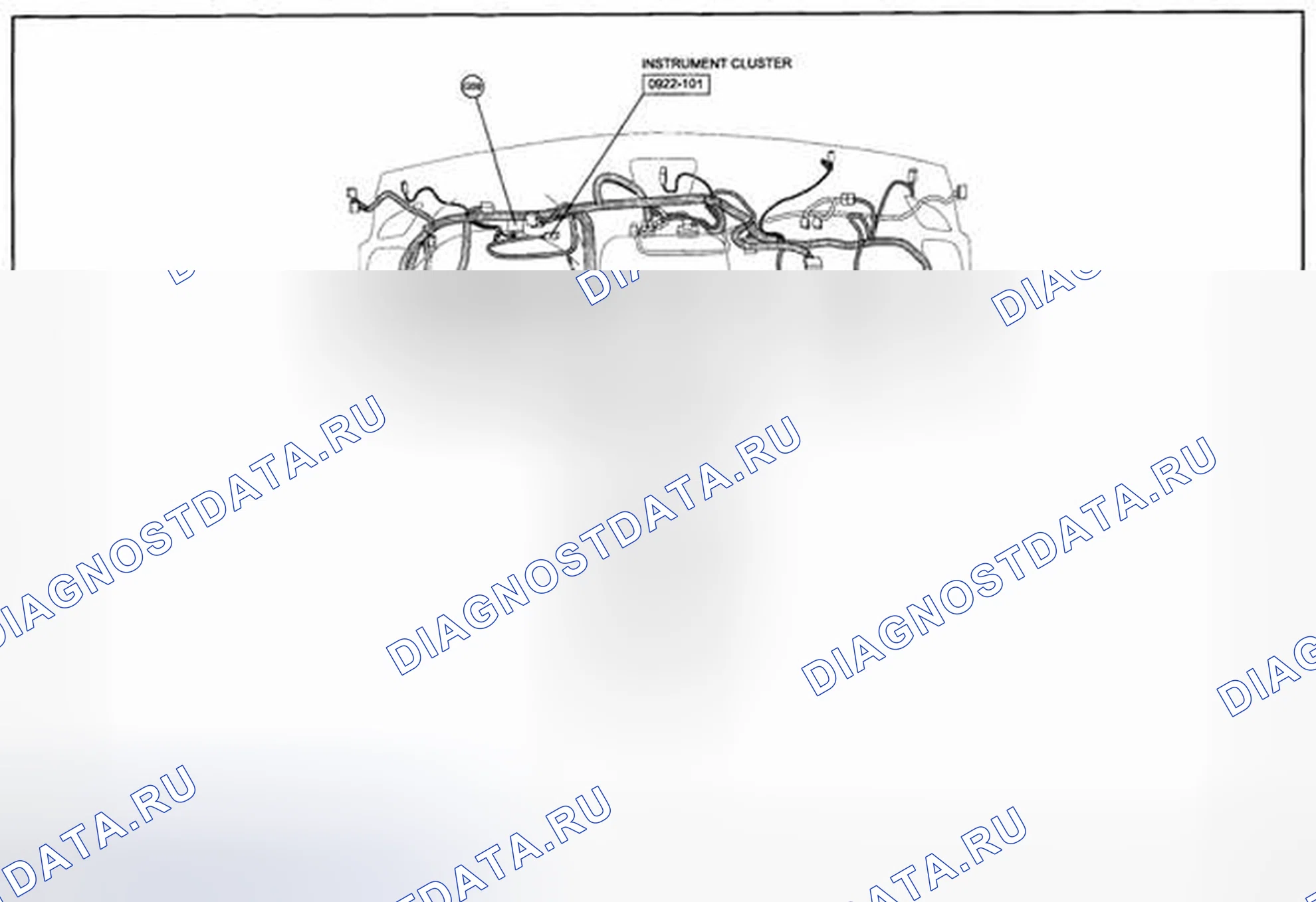 Рис. 230: Схема разводки кабельных жгутов приборной панели (0922-1e) 2 из 2. Mazda CX-5 I