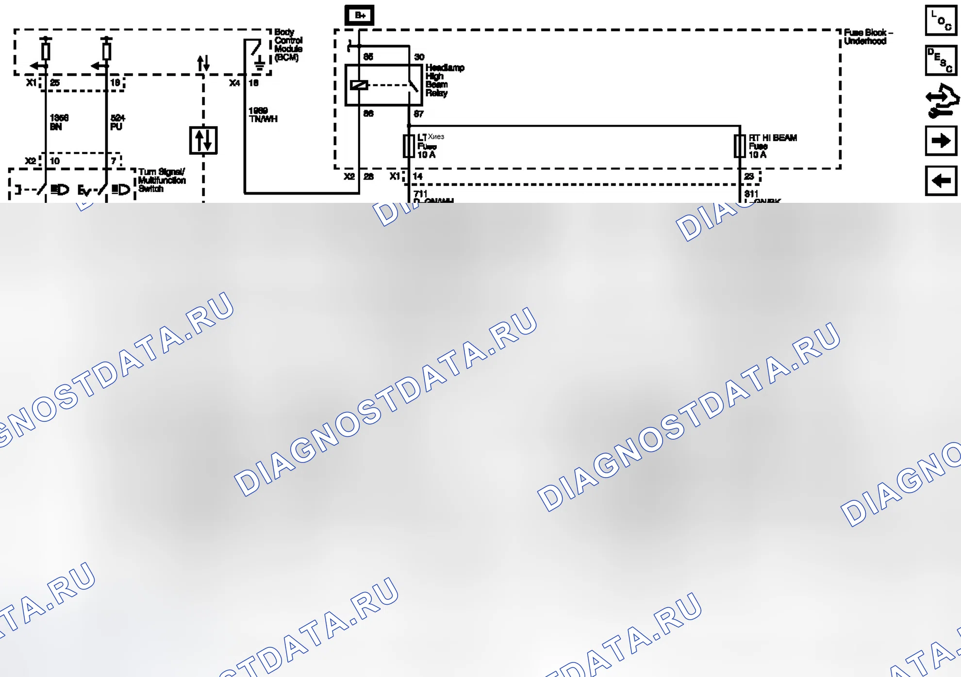 Рис. 2: Дальний свет (кроме TSH или T26). Buick Enclave I