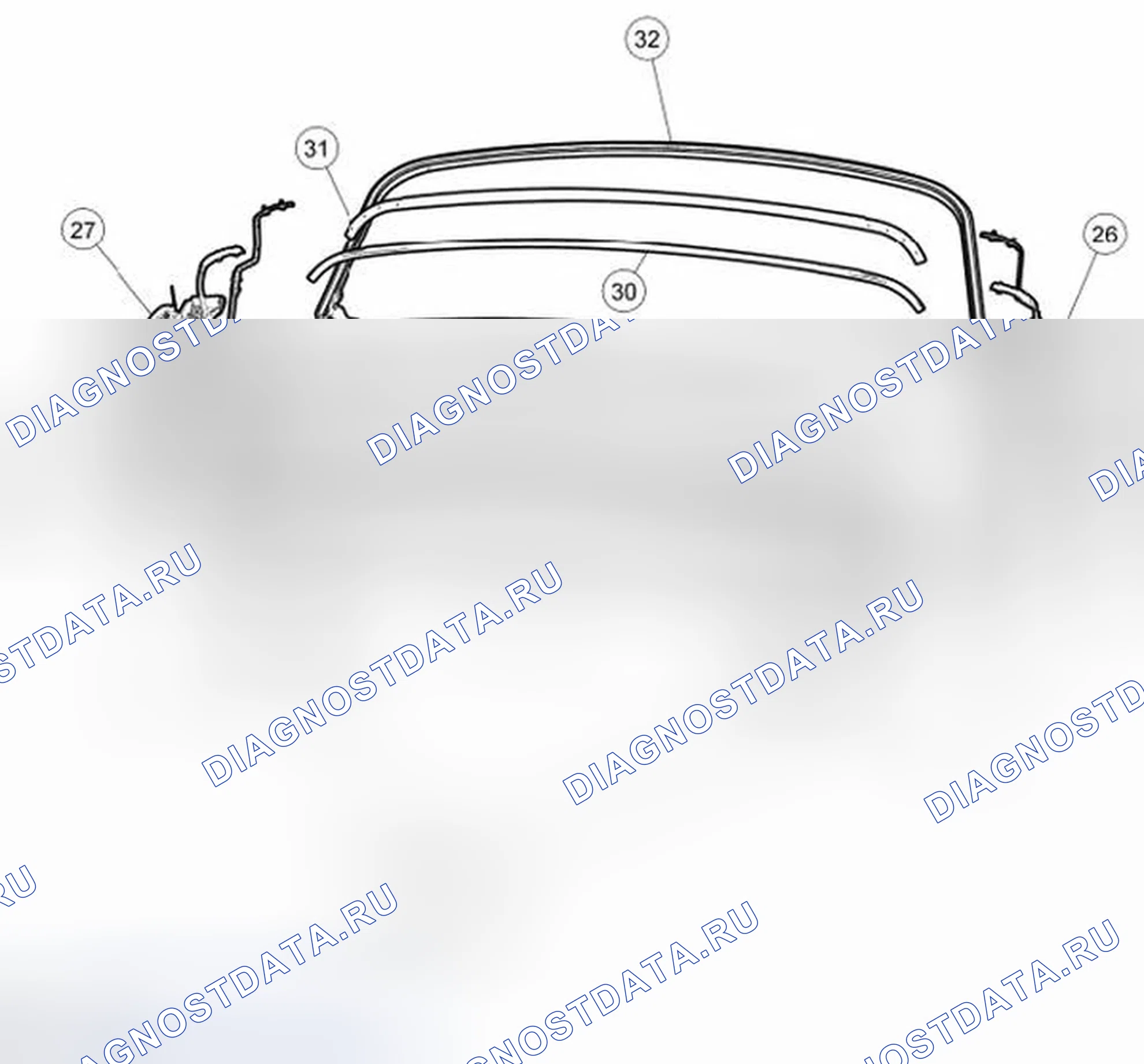 Рис. 35: Кабриолет верхний узел (Вид 3 из 3). Ford Mustang V рестайлинг 2
