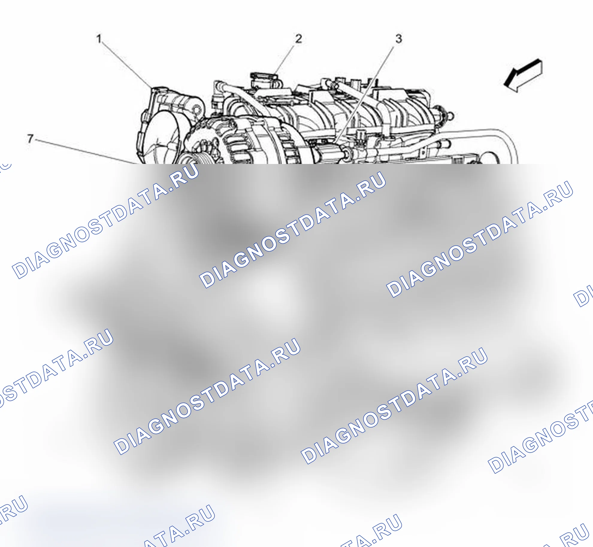 Рис. 14: Передняя часть компонентов двигателя (LC8, LMF, L20 или L96). Chevrolet Express G1500 