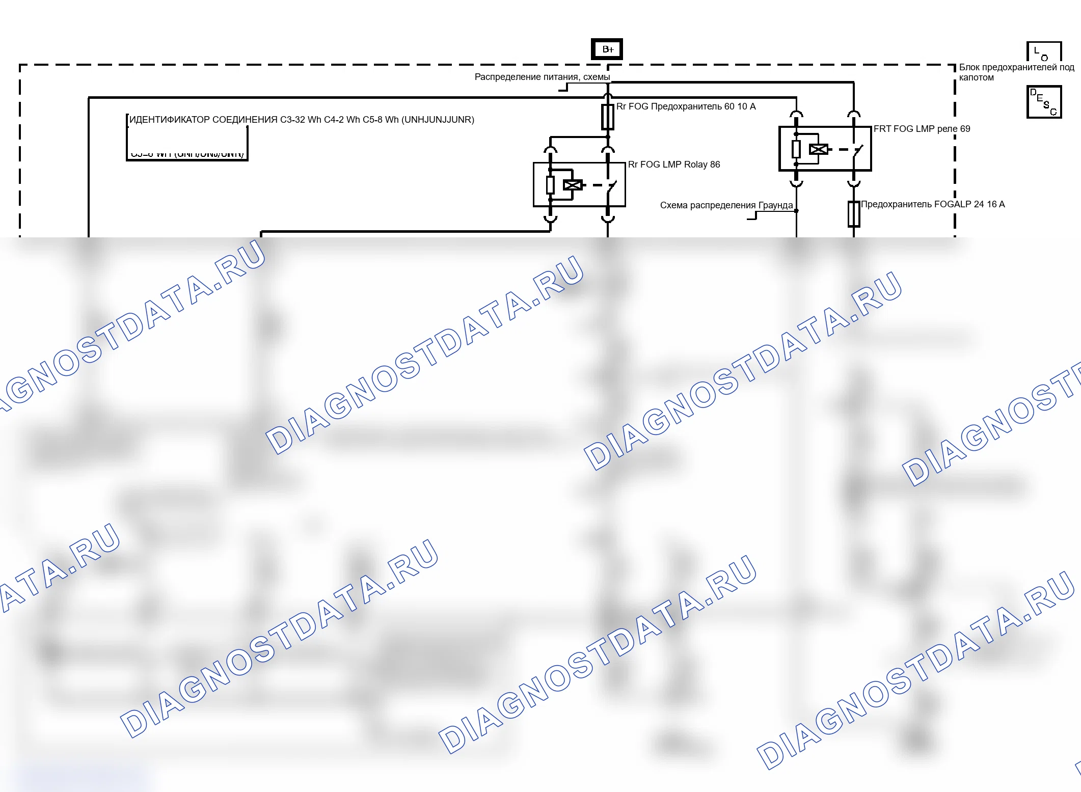 Рис. 4: Схема противотуманных фар. Hummer H3 I