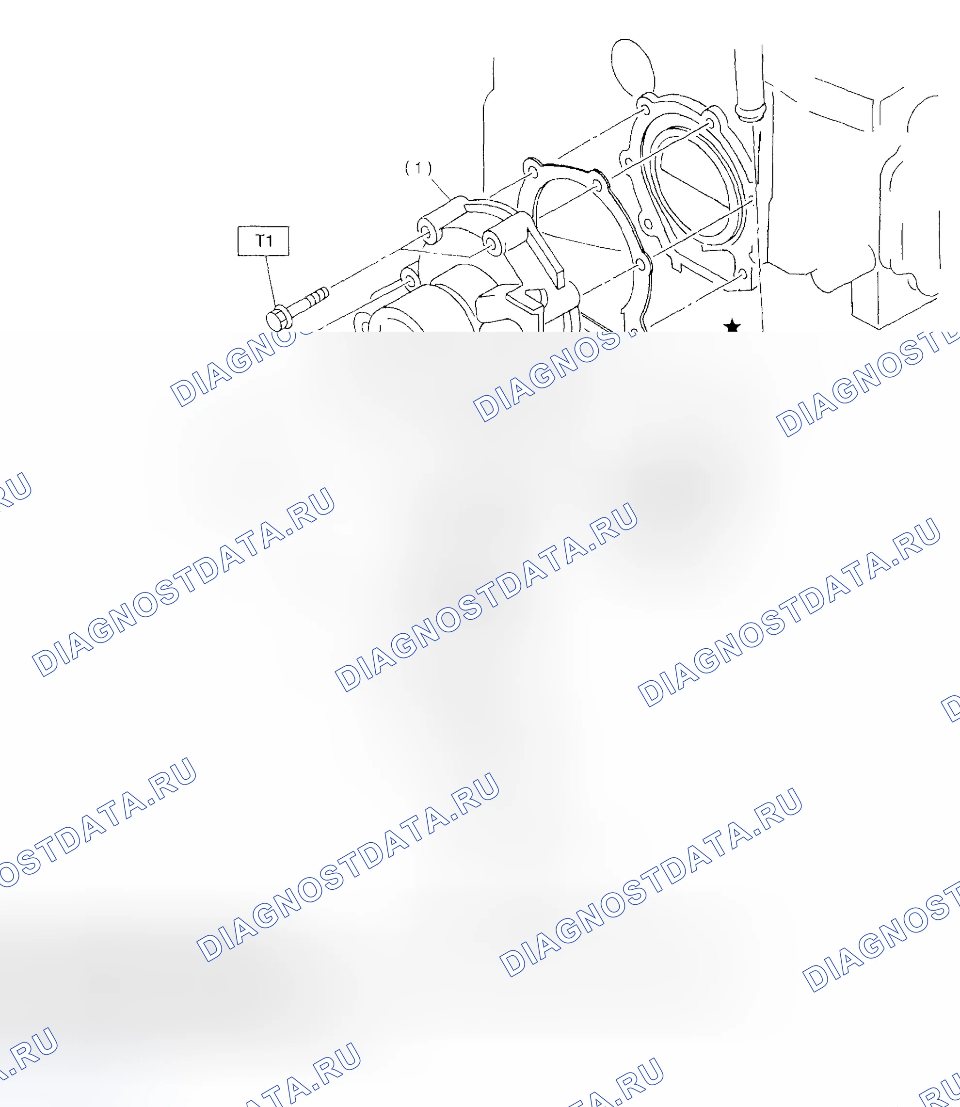 Рис. 9: Покомпонентный вид компонентов водяного насоса. Subaru Legacy BE/BH/BT