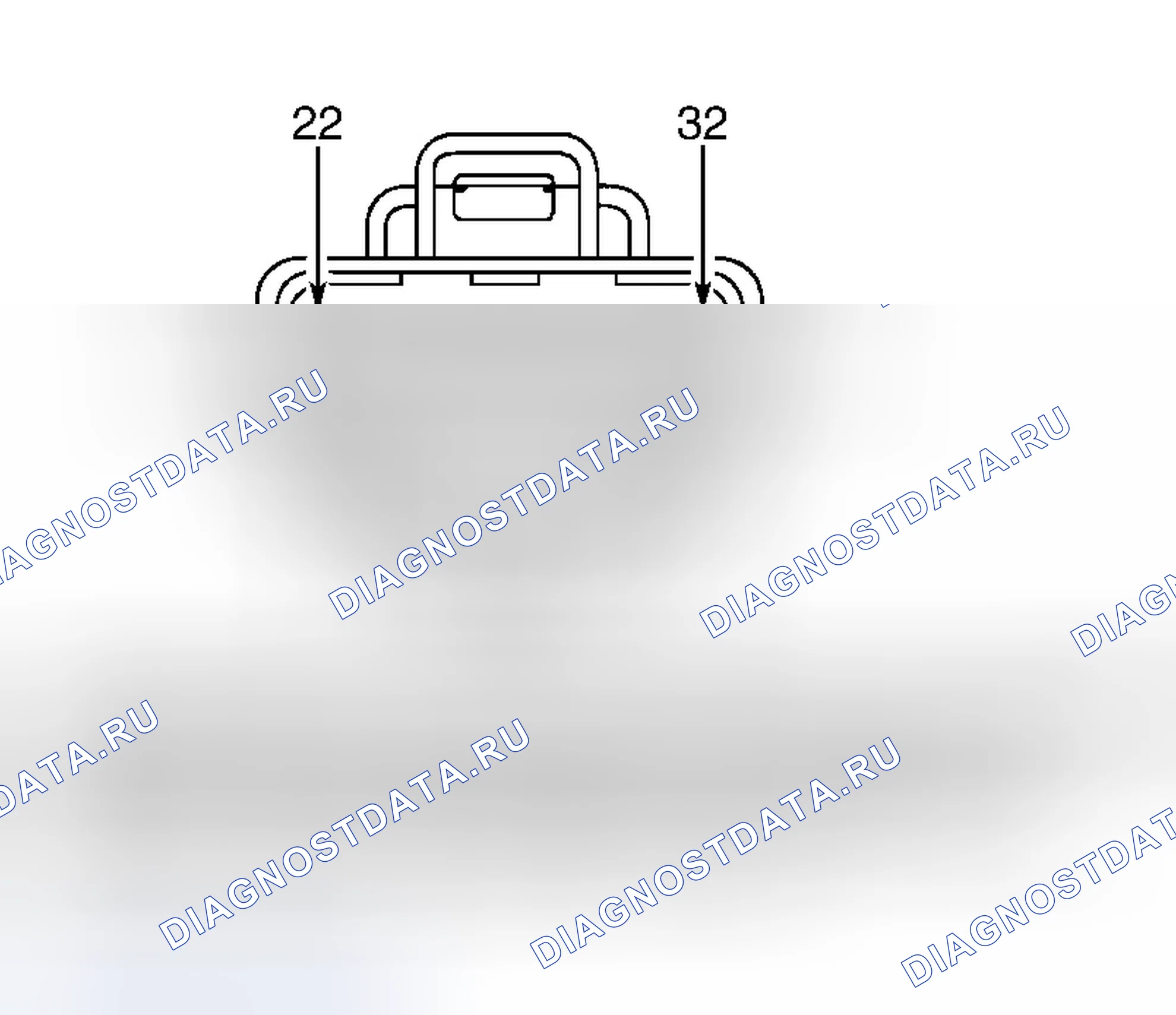 Рис. 29: Вид с торца разъемов модуля управления трансмиссией. Dodge Dakota II