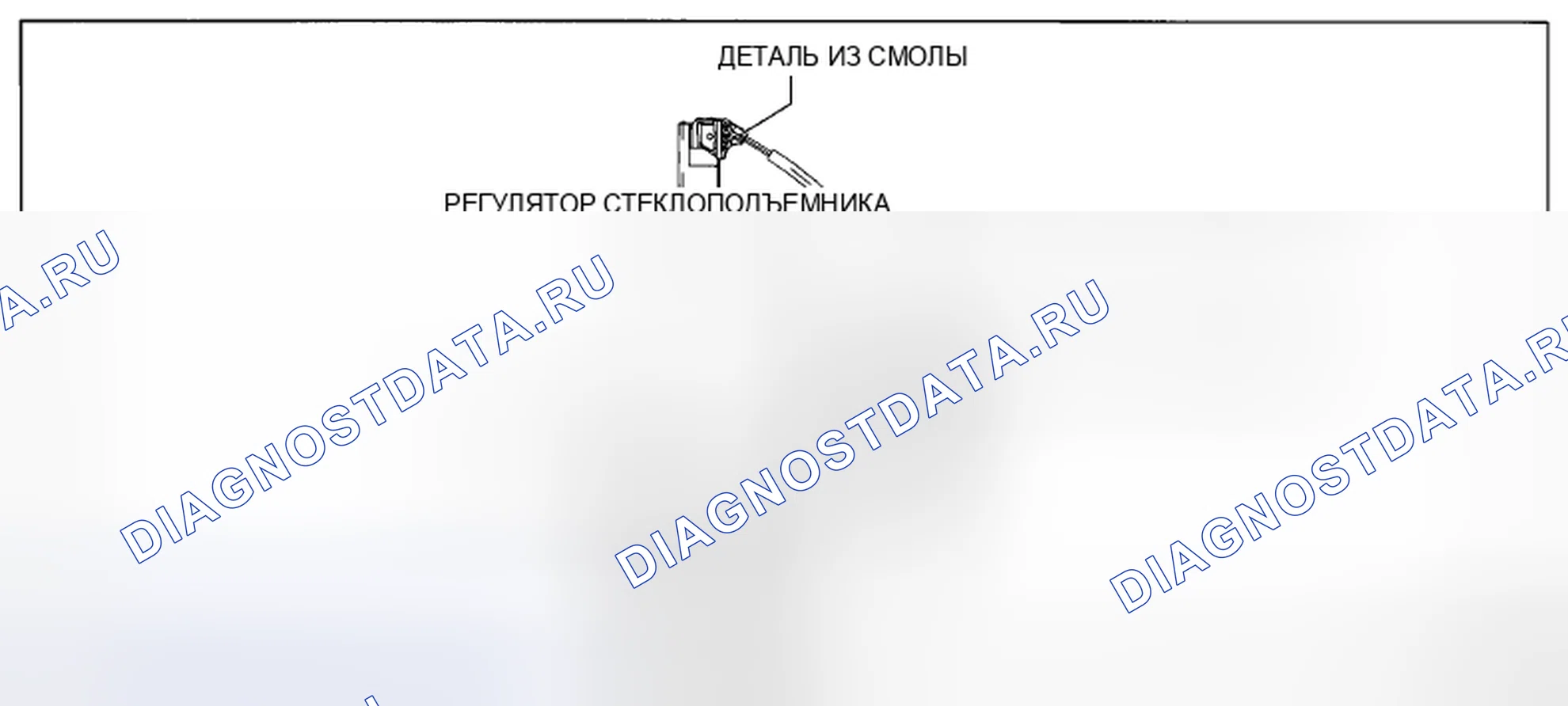 Рис. 119: Идентификация регулятора стеклоподъемника, двигателя, несущей пластины и полимерной детали. Mazda CX-5 I