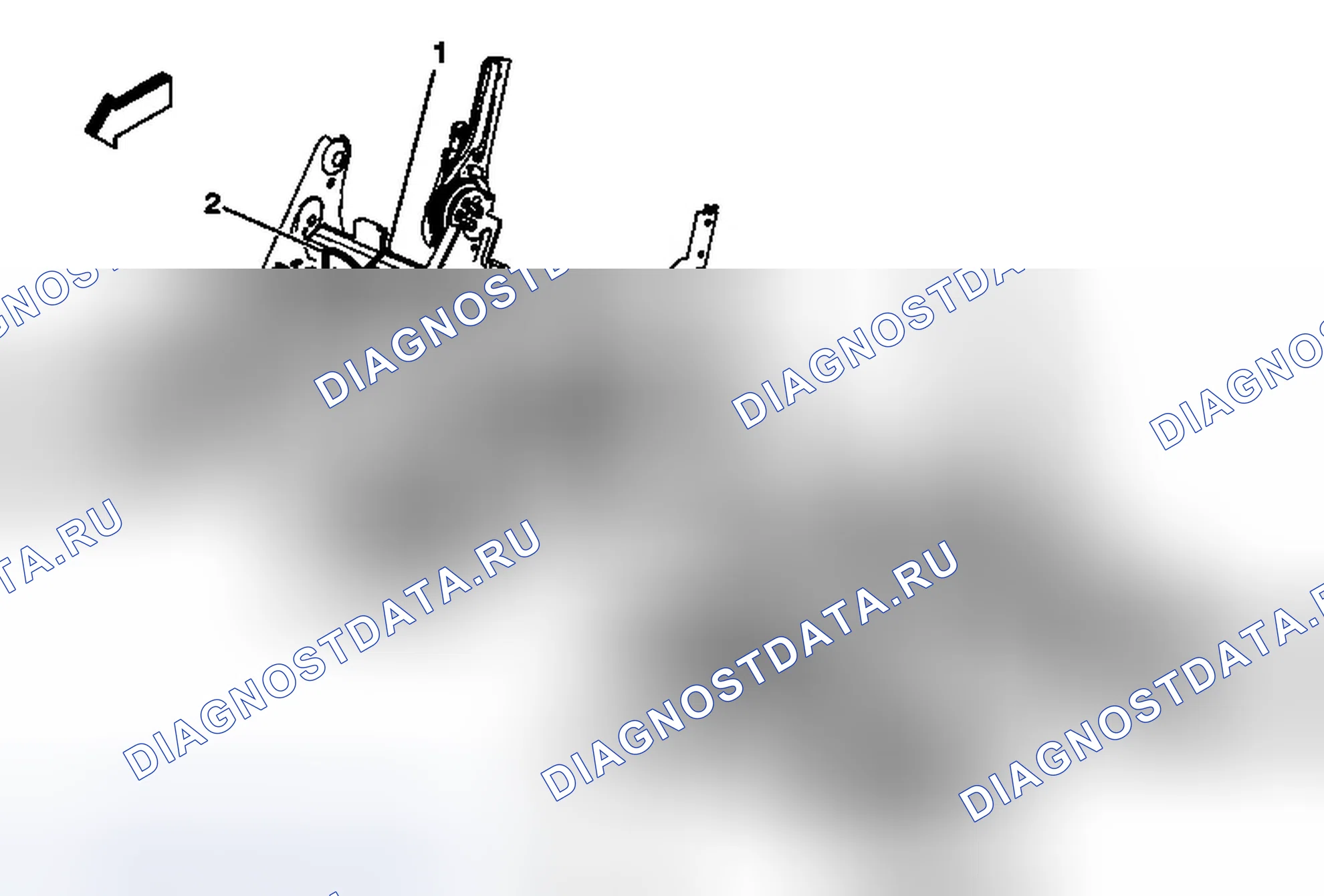 Рис. 75: Замена троса внутреннего отклонителя заднего сиденья (короткий трос с 60-процентным сиденьем). Chevrolet Traverse I