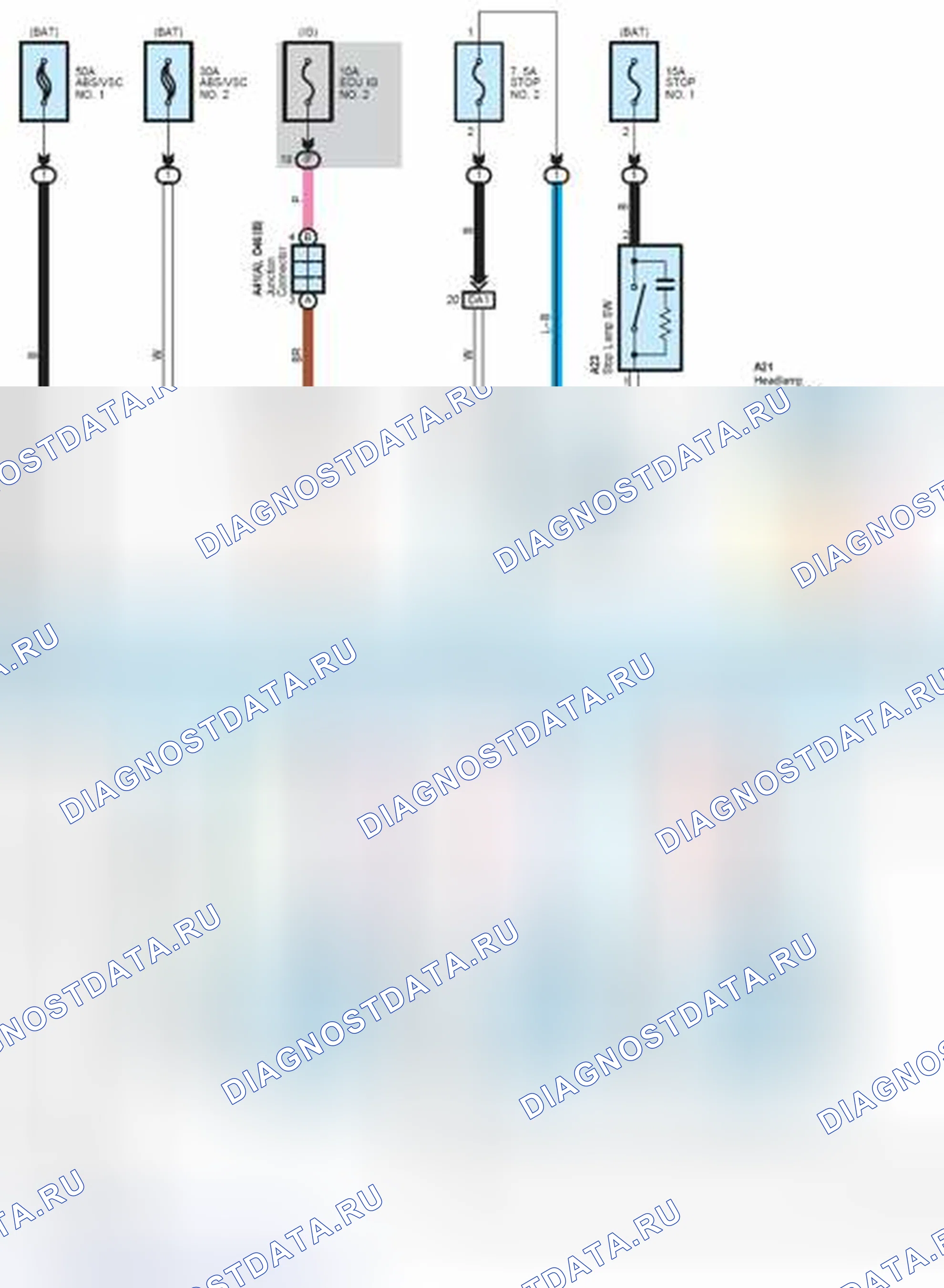Рис. 184: Схема подключения системы ABS (без VSC) (1 из 3). Toyota Avalon XX30