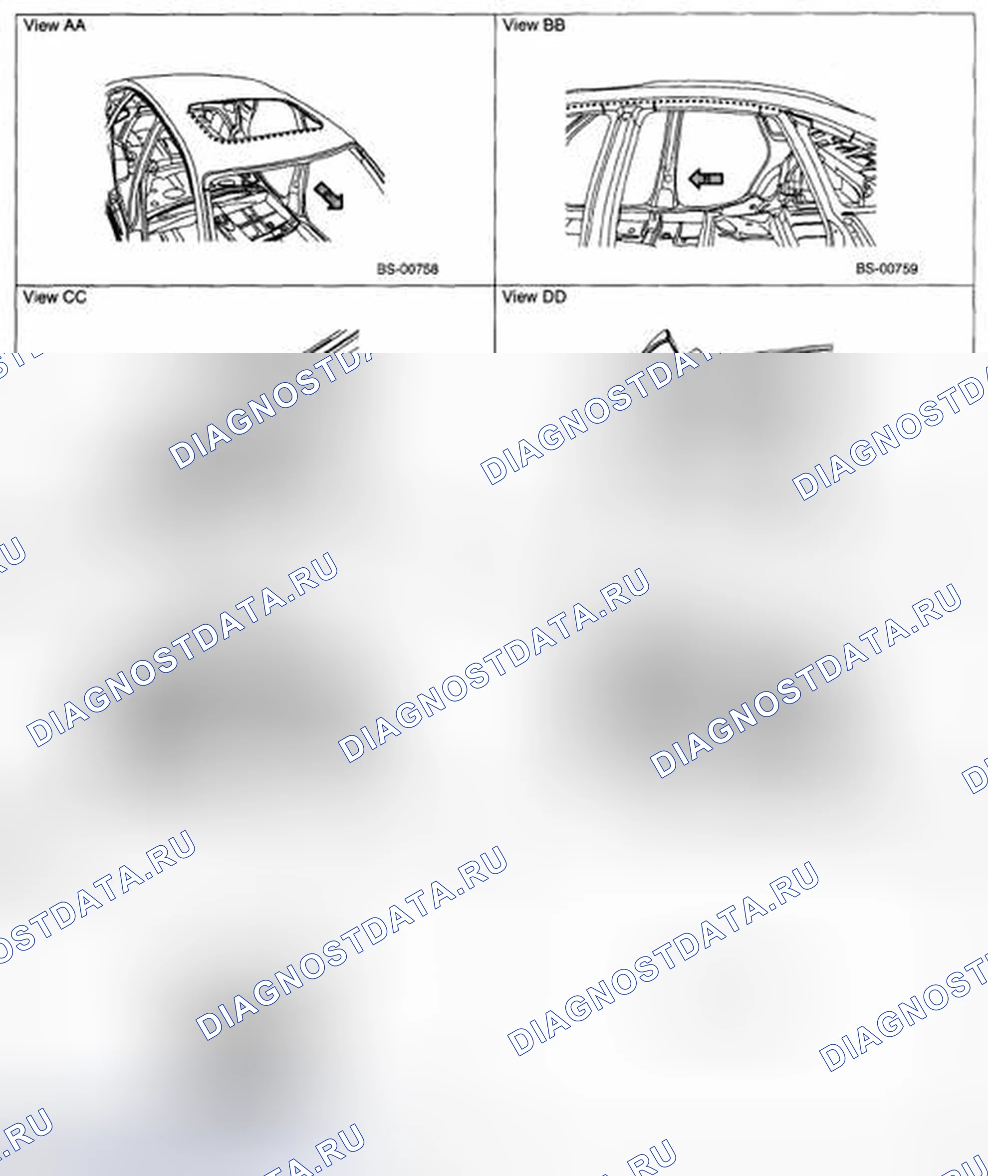 Рис. 60: Расположение точек уплотнения корпуса - модель седана (2 из 2). Subaru Outback BP рестайлинг
