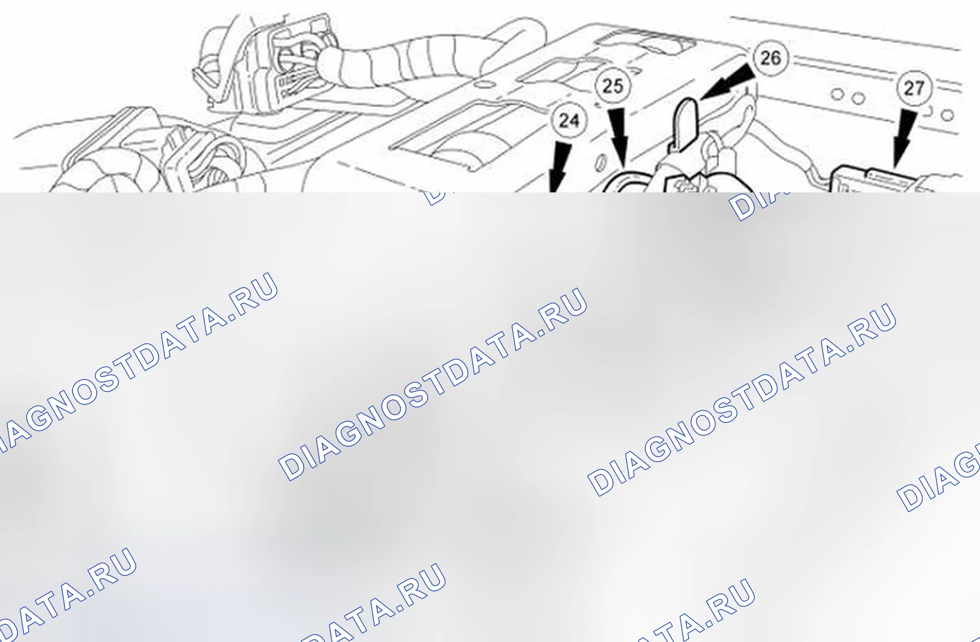 Рис. 220: Вид фиксатора и соединителя, спинка. Ford Flex I