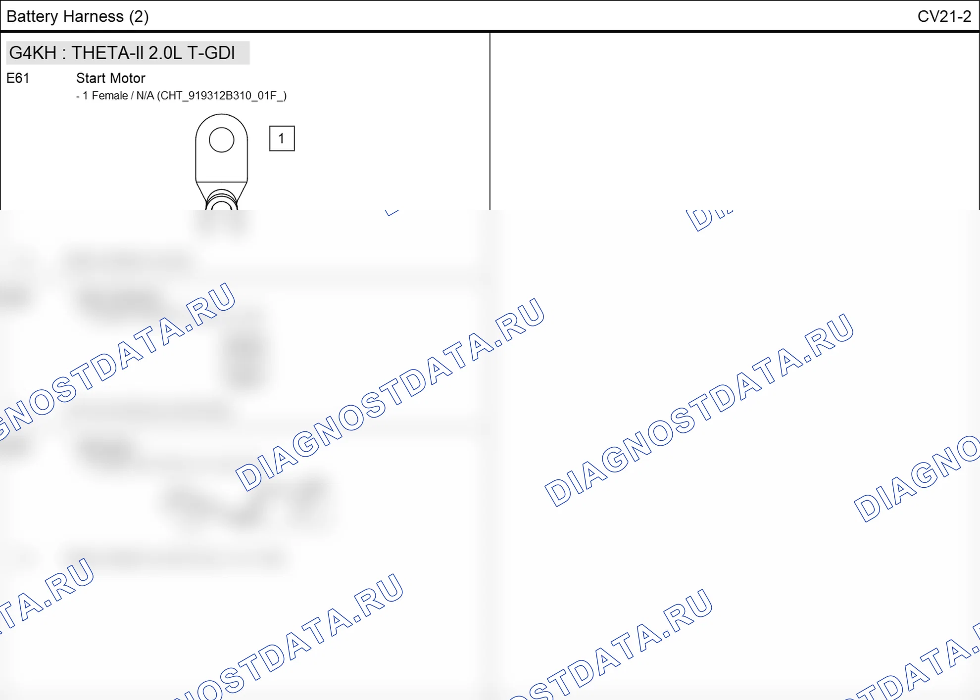 Распиновка разъёма CV21-2 — battery harness. Hyundai Santafe Sport DMA
