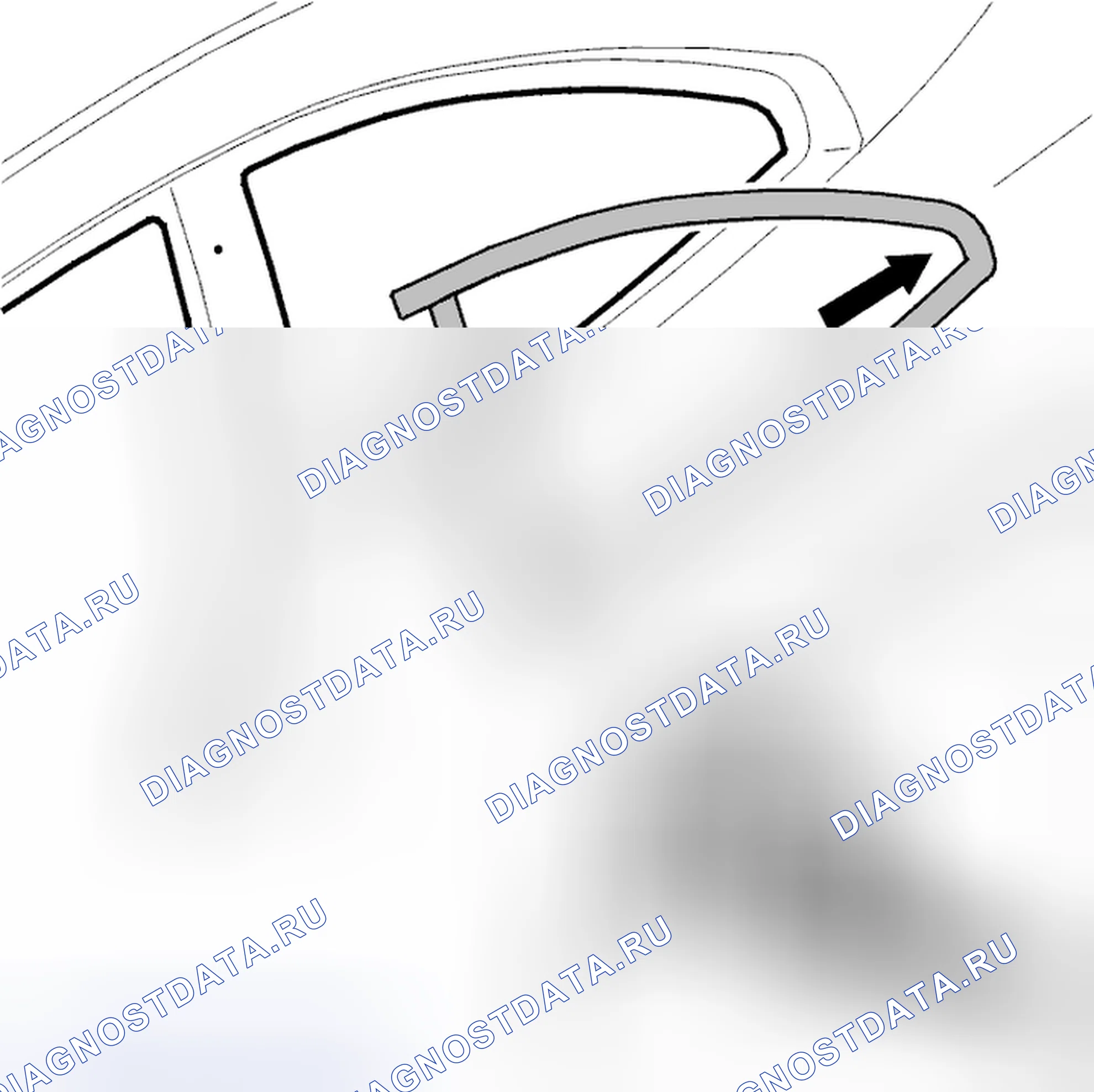 Рис. 33: Установка внутренней полосы заднего бокового окна. Volvo C70 I