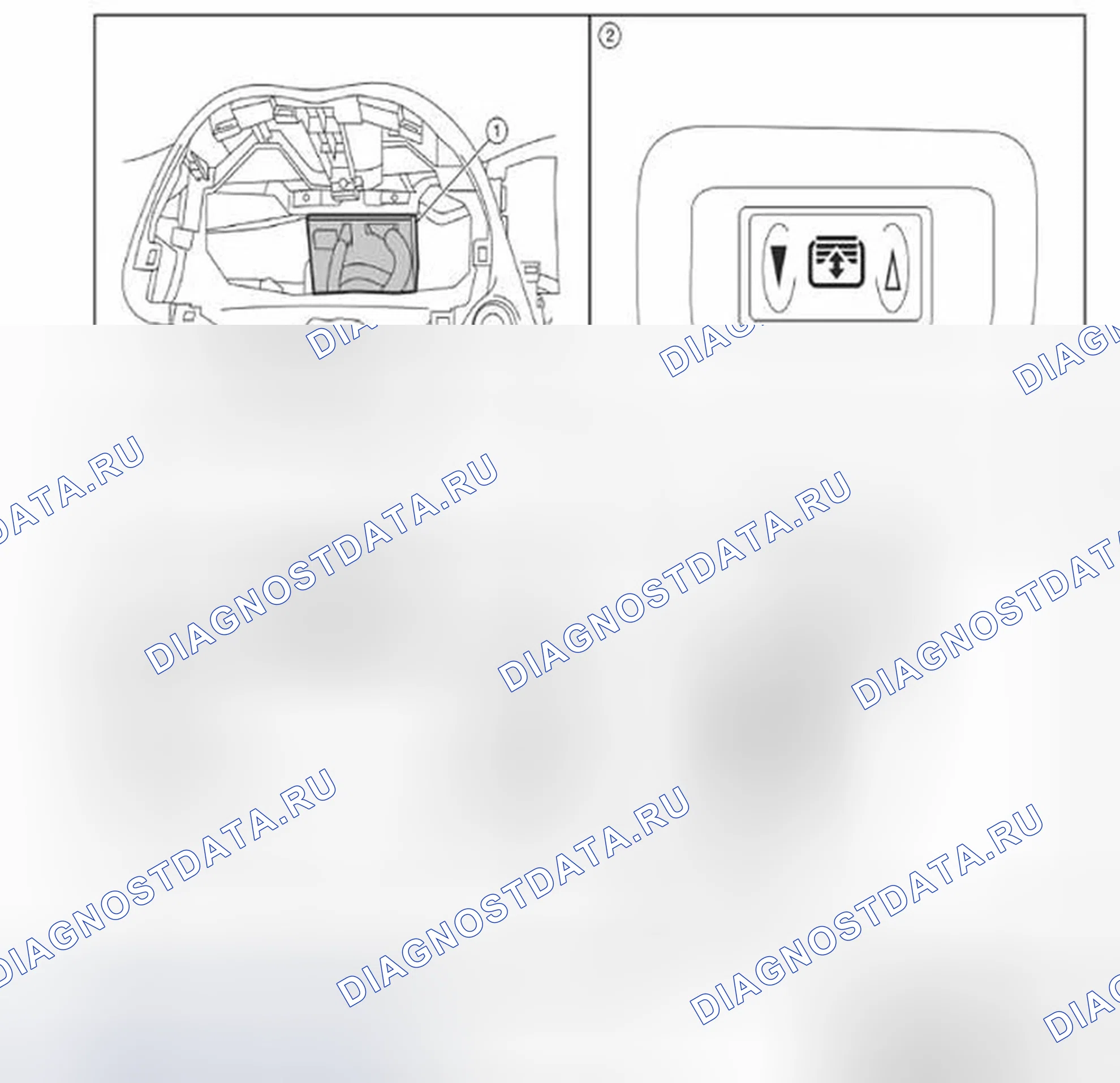 Рис. 45: SUNSHADE: Расположение компонентов. Infiniti QX60 I