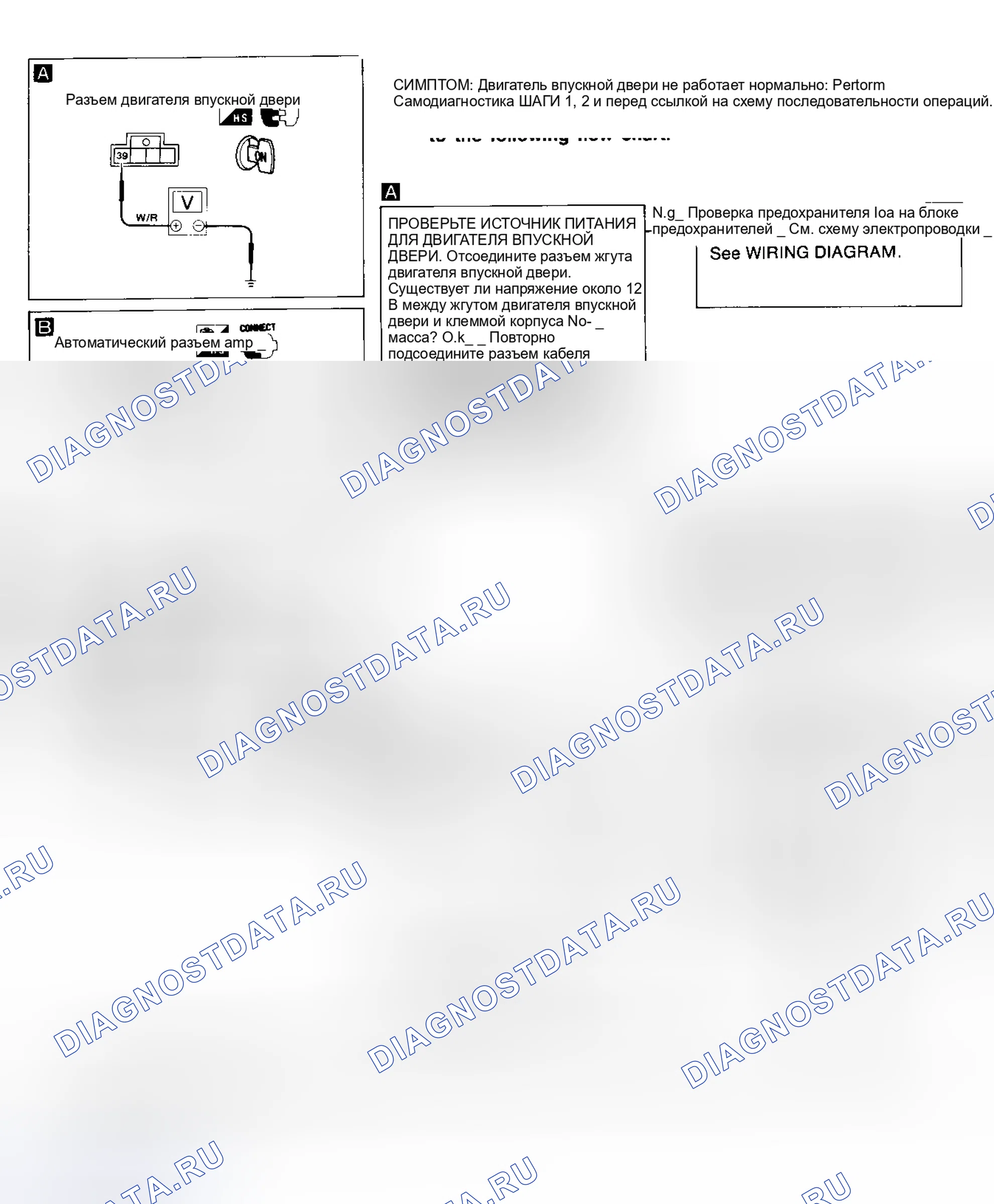 Рис. 19: Блок-схема процедуры диагностики 13 (1 из 2). Nissan Maxima J30