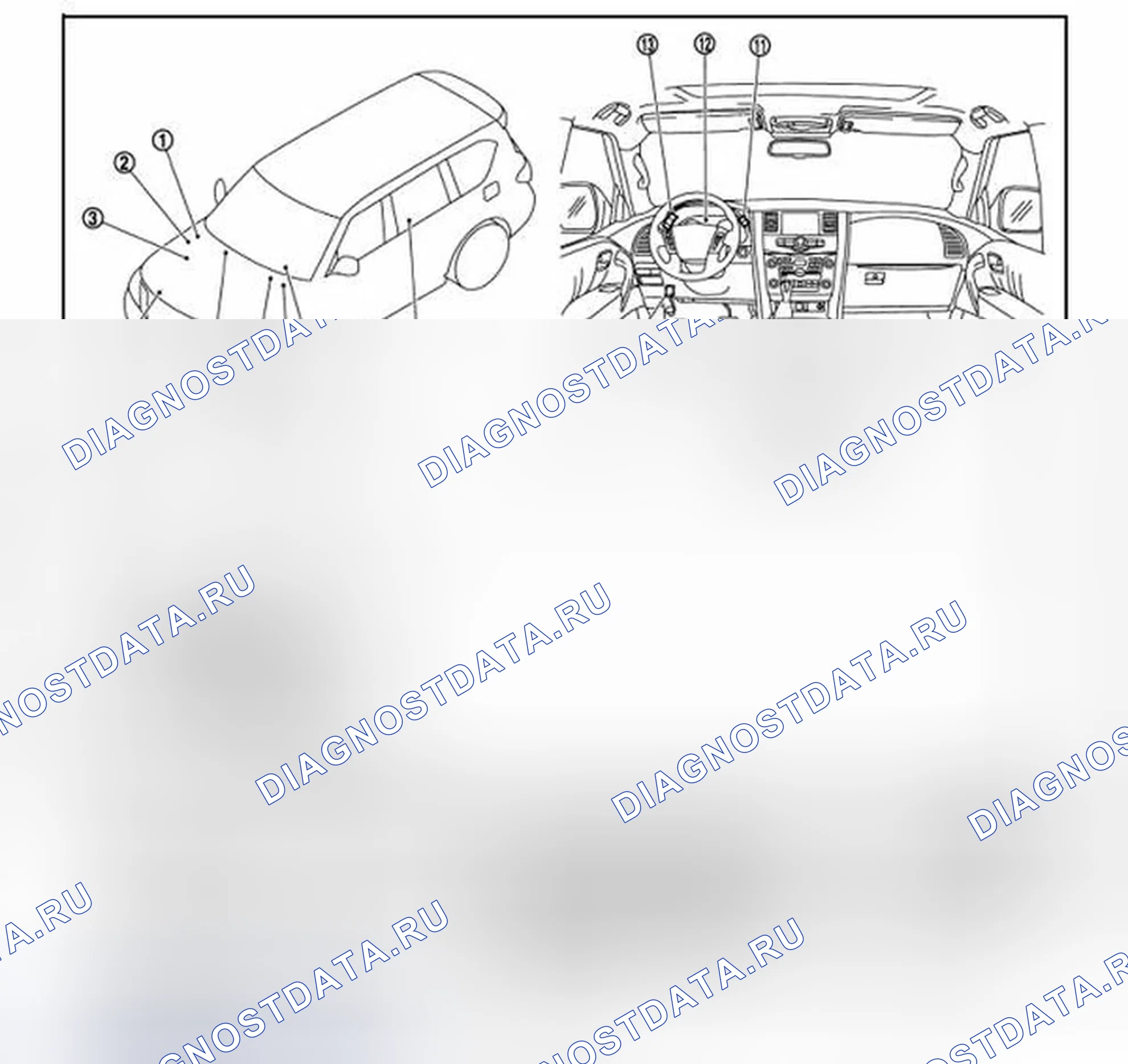 Рис. 17: СИСТЕМА РАСХОДОМЕРА: Расположение компонентов. Infiniti QX56 II