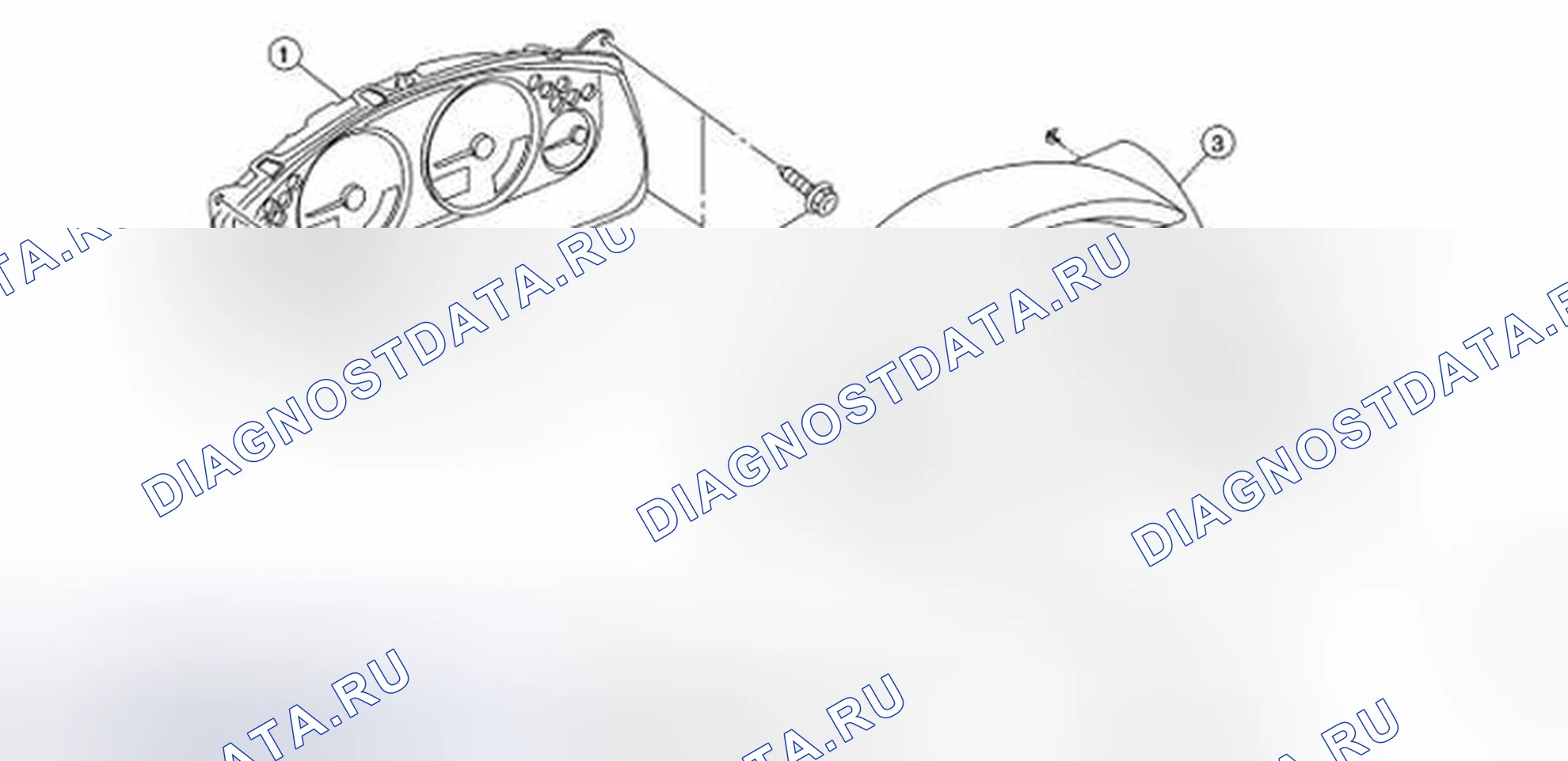 Рис. 4: Идентификация компонентов комбинированного измерительного прибора. Nissan Frontier D40