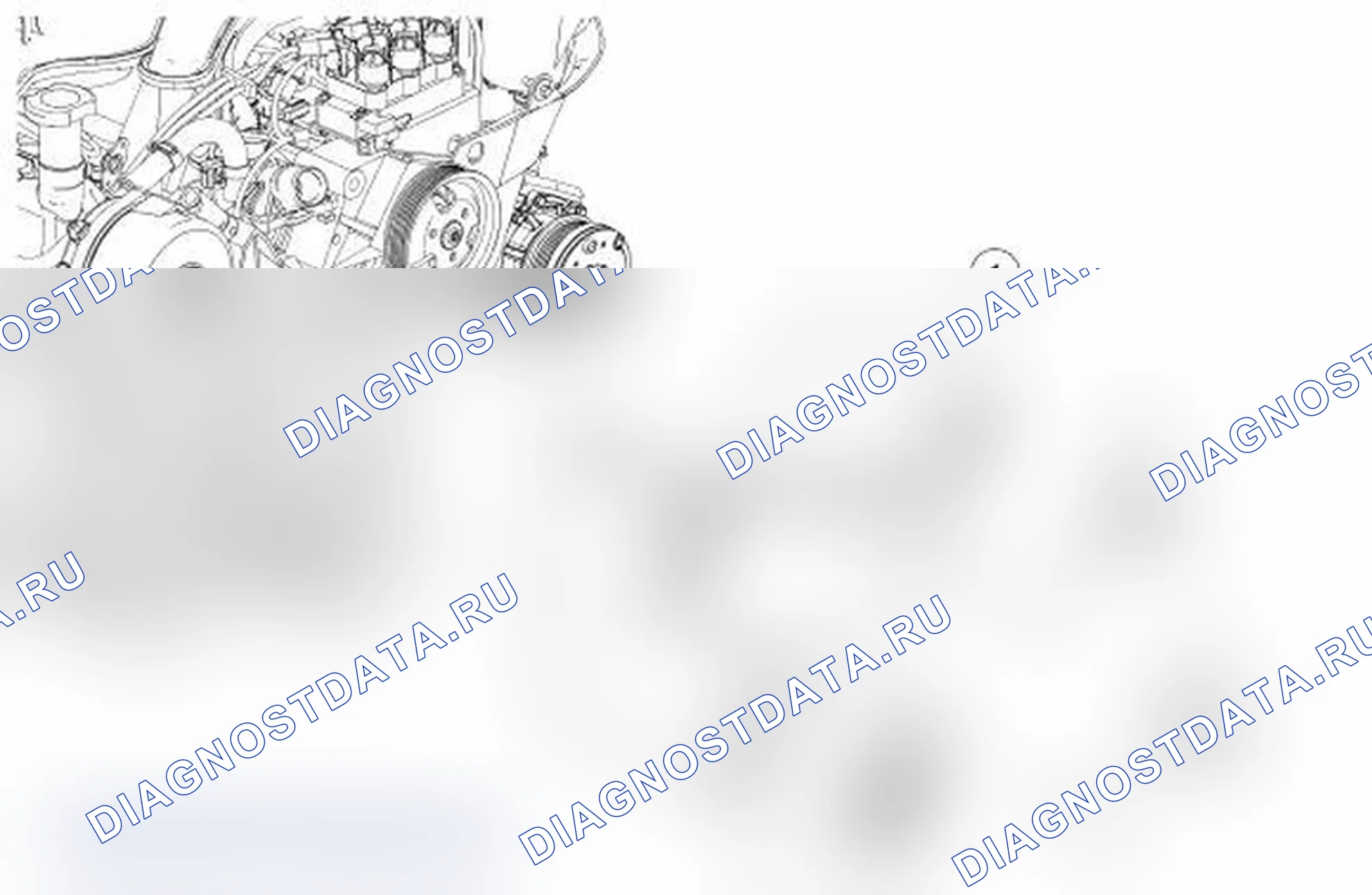 Рис. 7: Передний привод (FEAD) - разнесенный вид, 4.0L SOHC. Ford Explorer IV