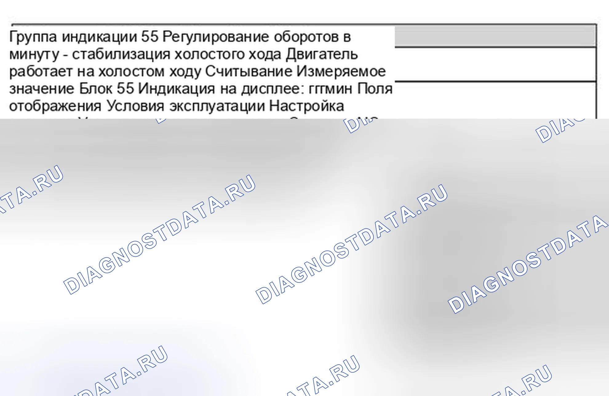 Рис. 97: Группа индикации 55 - регулирование оборотов, стабилизация холостого хода. Volkswagen Jetta IV