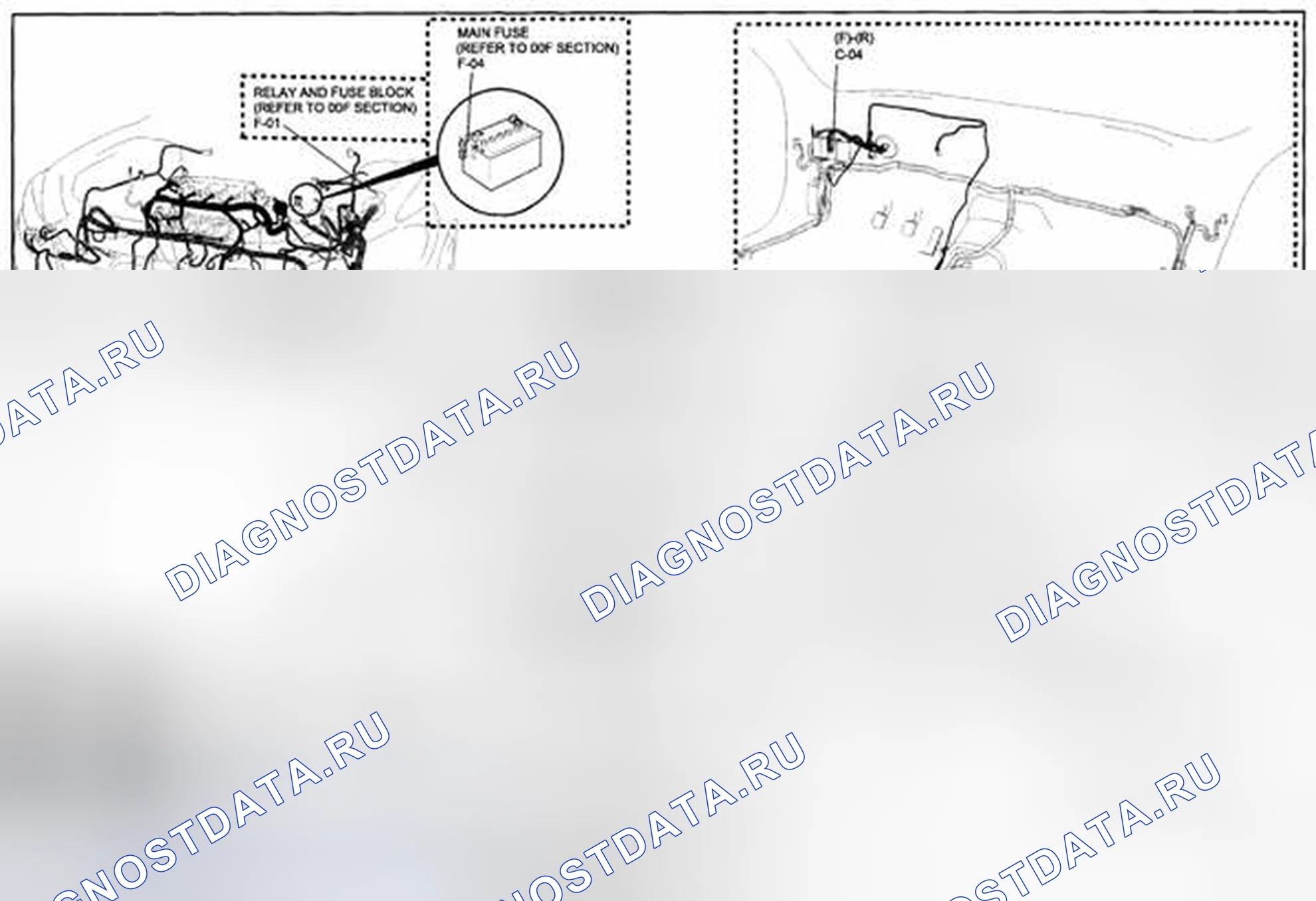 Рис. 188: Схема прокладки осветительных кабелей (0918-8) 2 из 2. Mazda CX-5 I